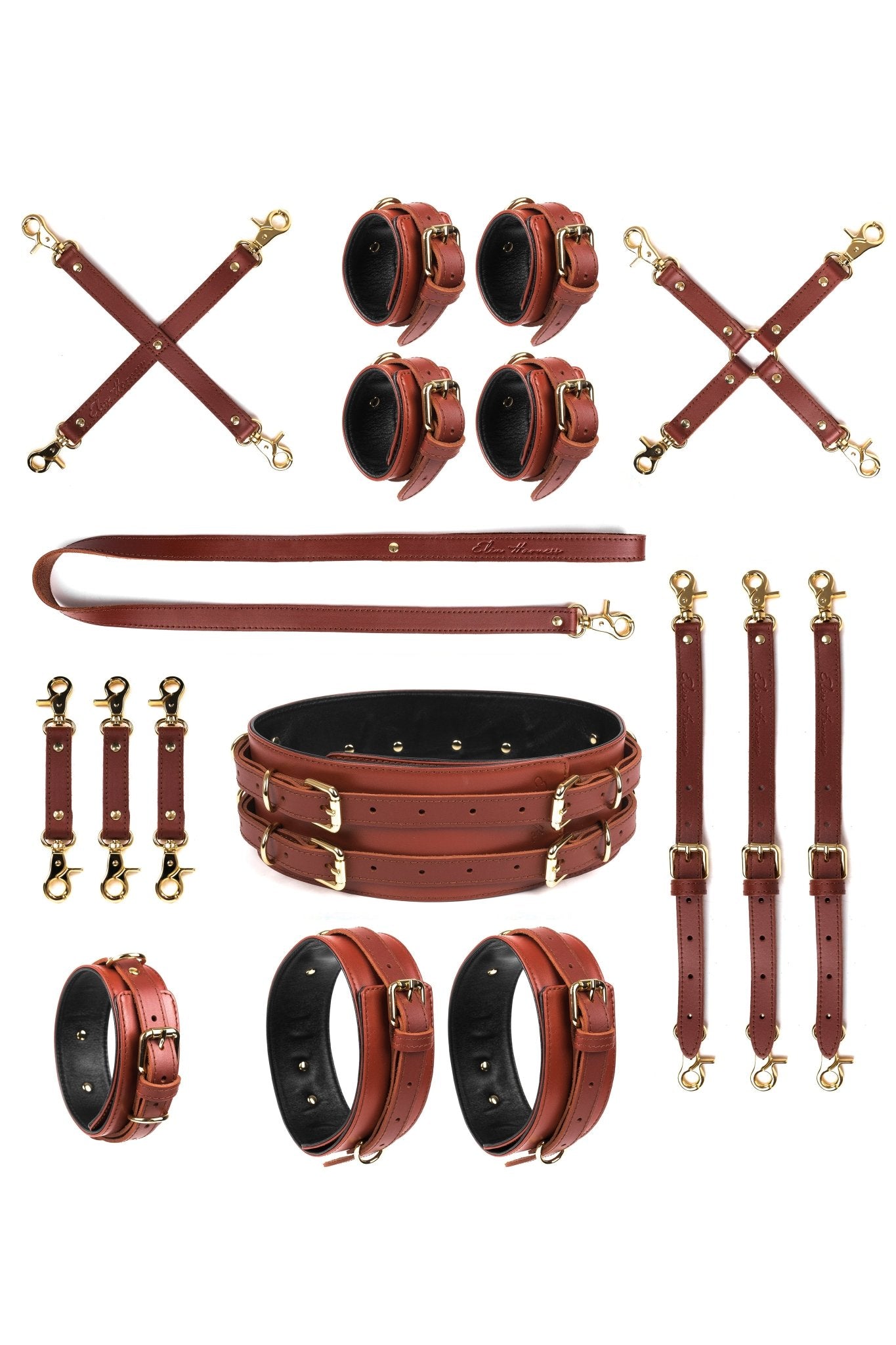 7 in 1 Leather Harness Bondage Set. 10 colors - Elinlatex