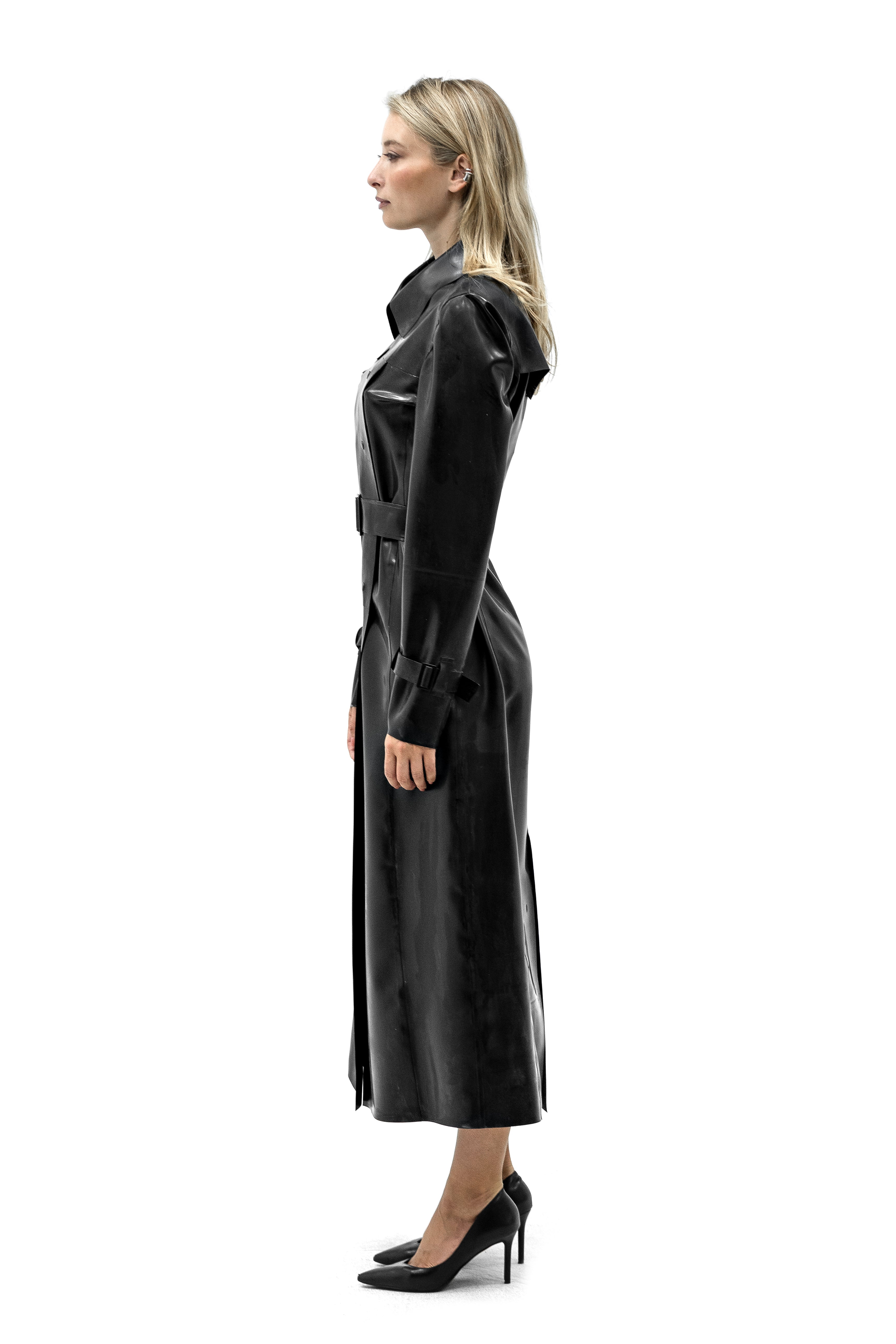 Latex Trench Coat Verona. Black.