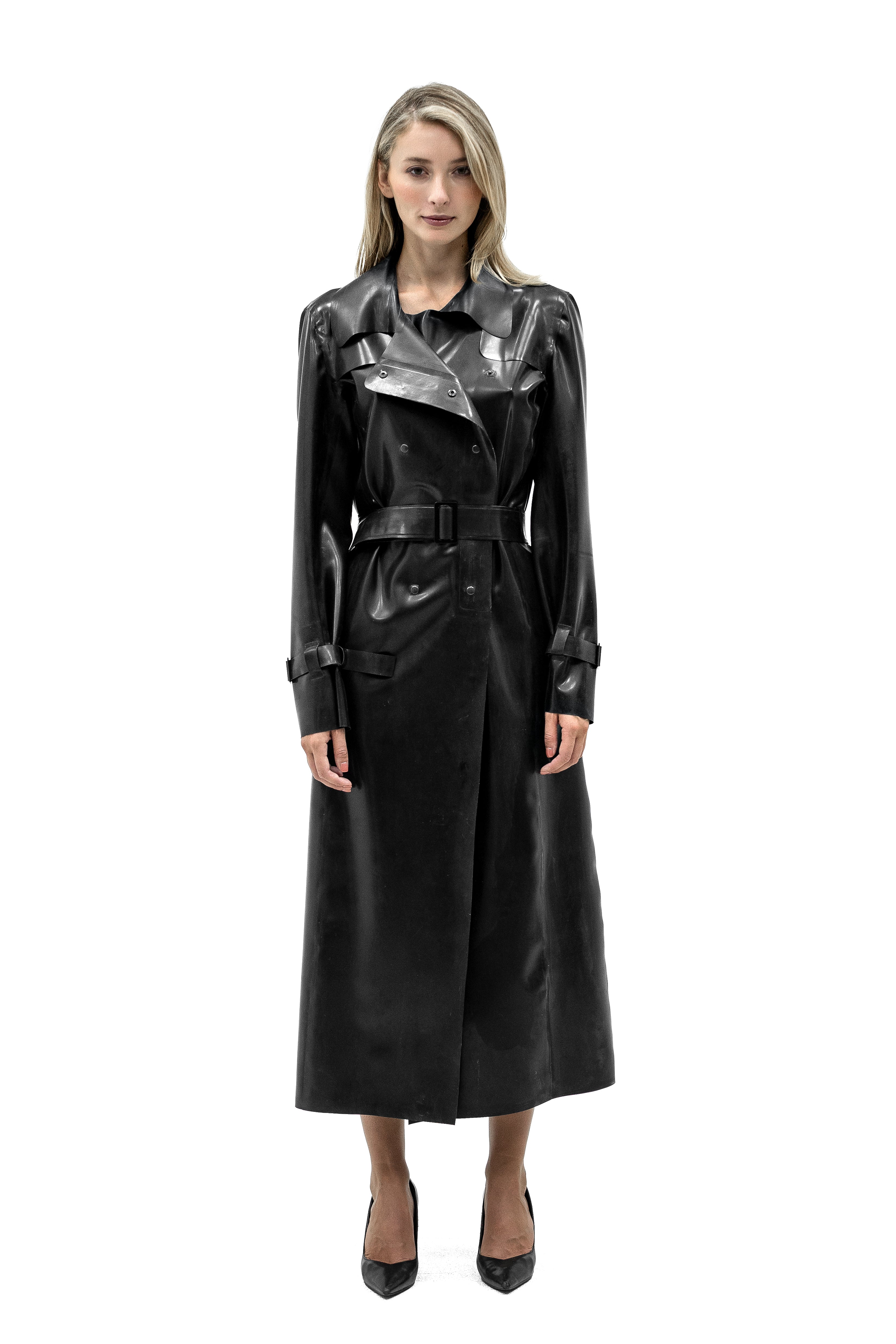 Latex Trench Coat Verona. Black.