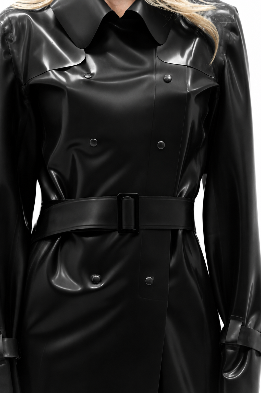 Latex Trench Coat Verona. Black.