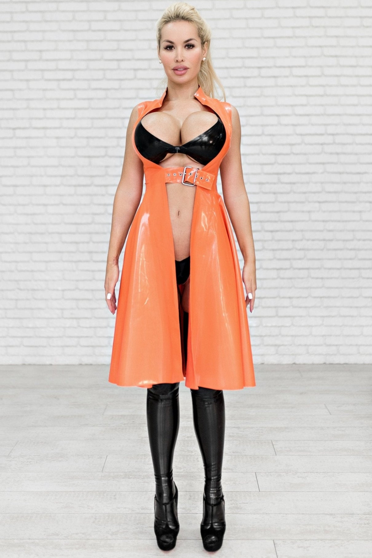 Apricot Latex Cape, Sleeveless Cloak - Elinlatex