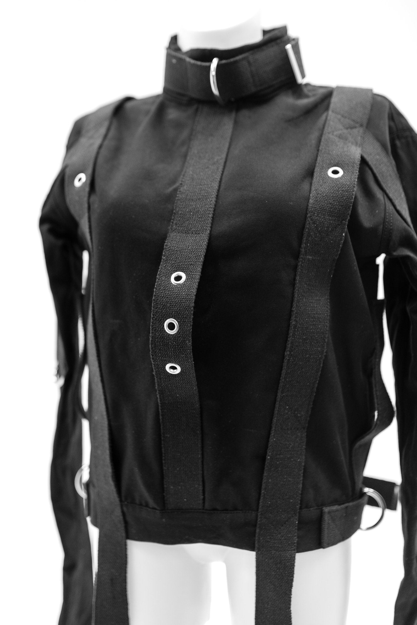 Cotton Straitjacket with Segufix Style Locks & Key. Black - Elinlatex