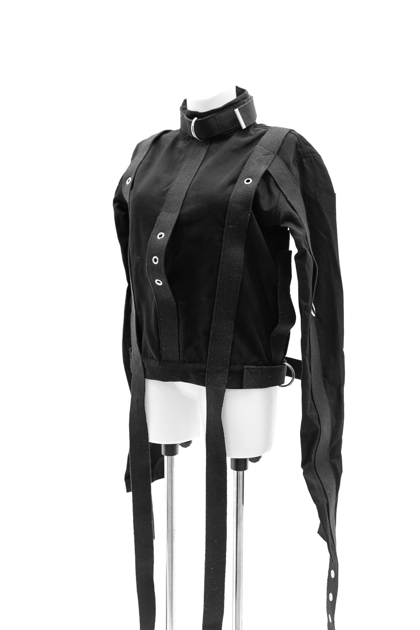 Cotton Straitjacket with Segufix Style Locks & Key. Black - Elinlatex