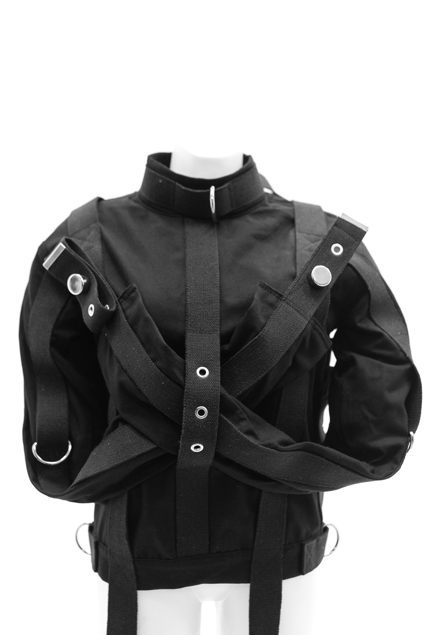 Cotton Straitjacket with Segufix Style Locks & Key. Black - Elinlatex