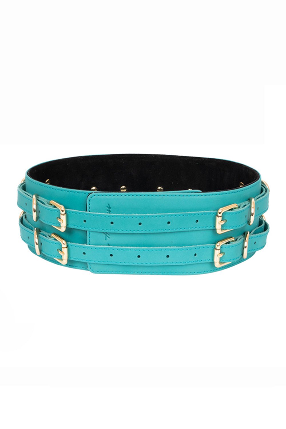 "Crazy Horse" Leather Waist Belt. Turquoise - Elinlatex