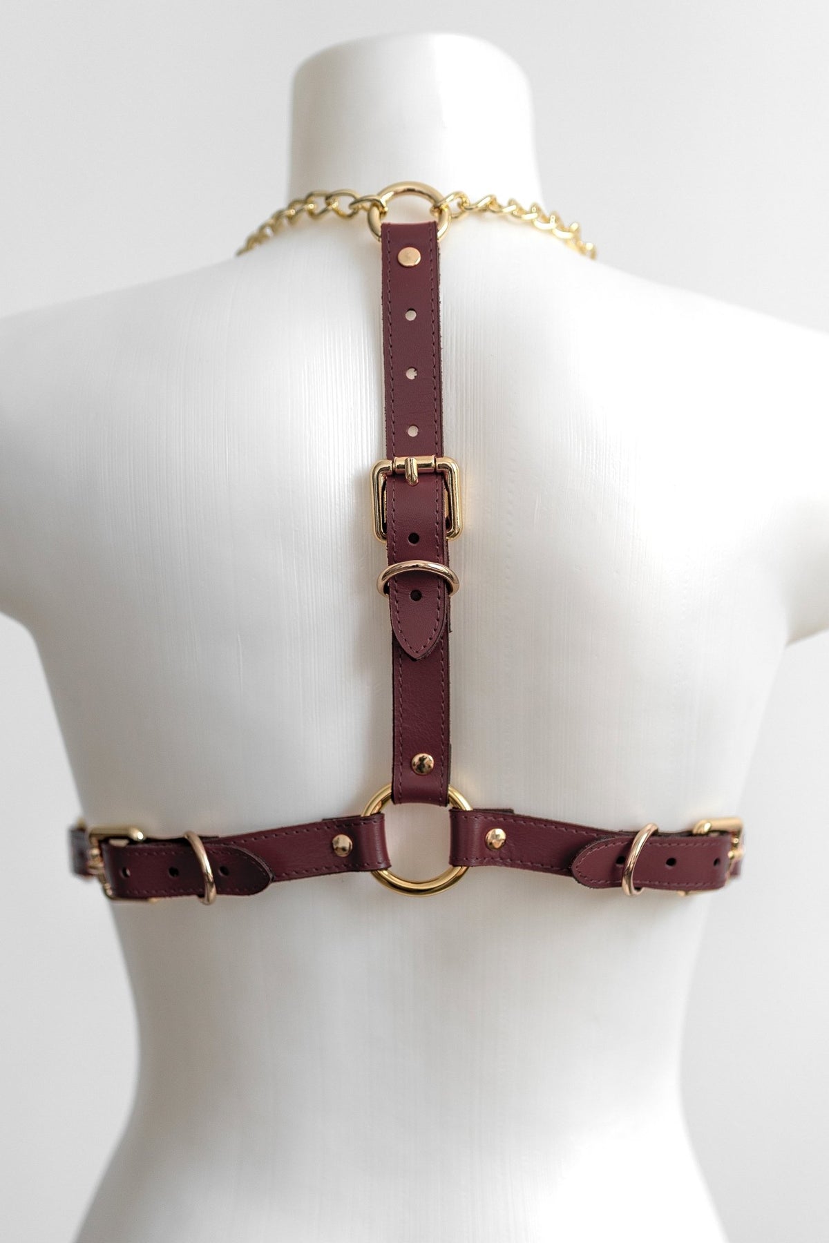 Freyja Leather Bra. Burgundy - Elin Latex
