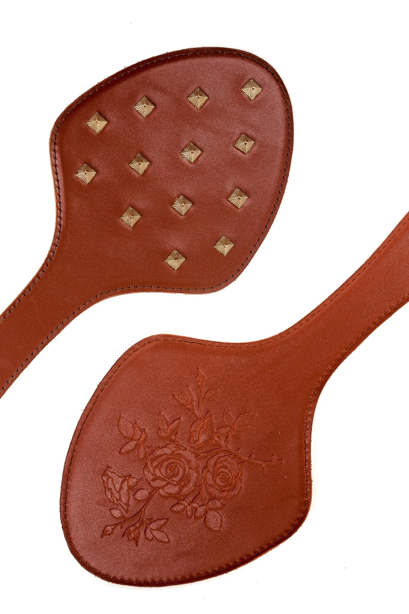 Genuine Leather Spanking Paddle with Spikes - Elinlatex
