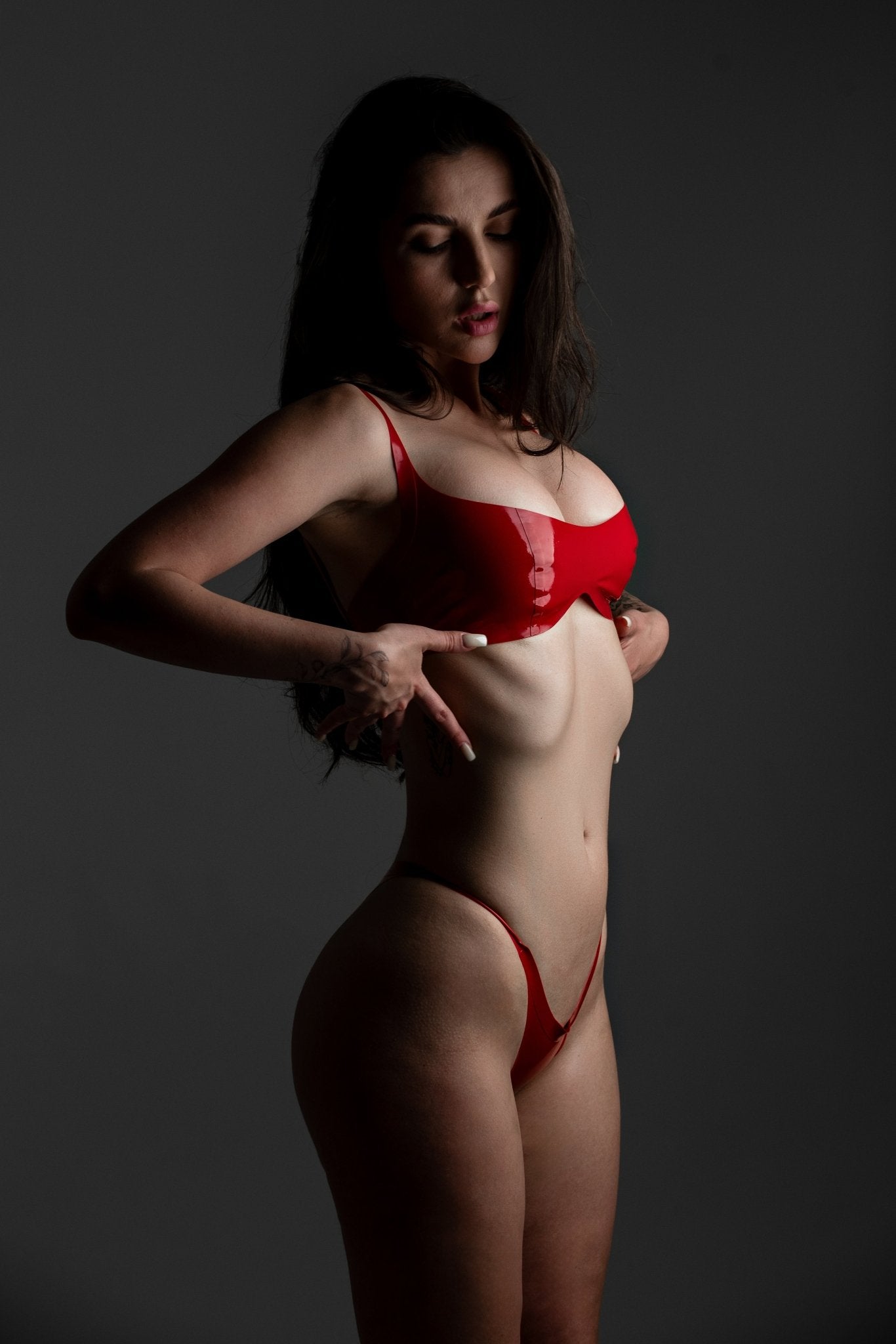 High - Cut Latex Bikini Tina01. Black - Elinlatex
