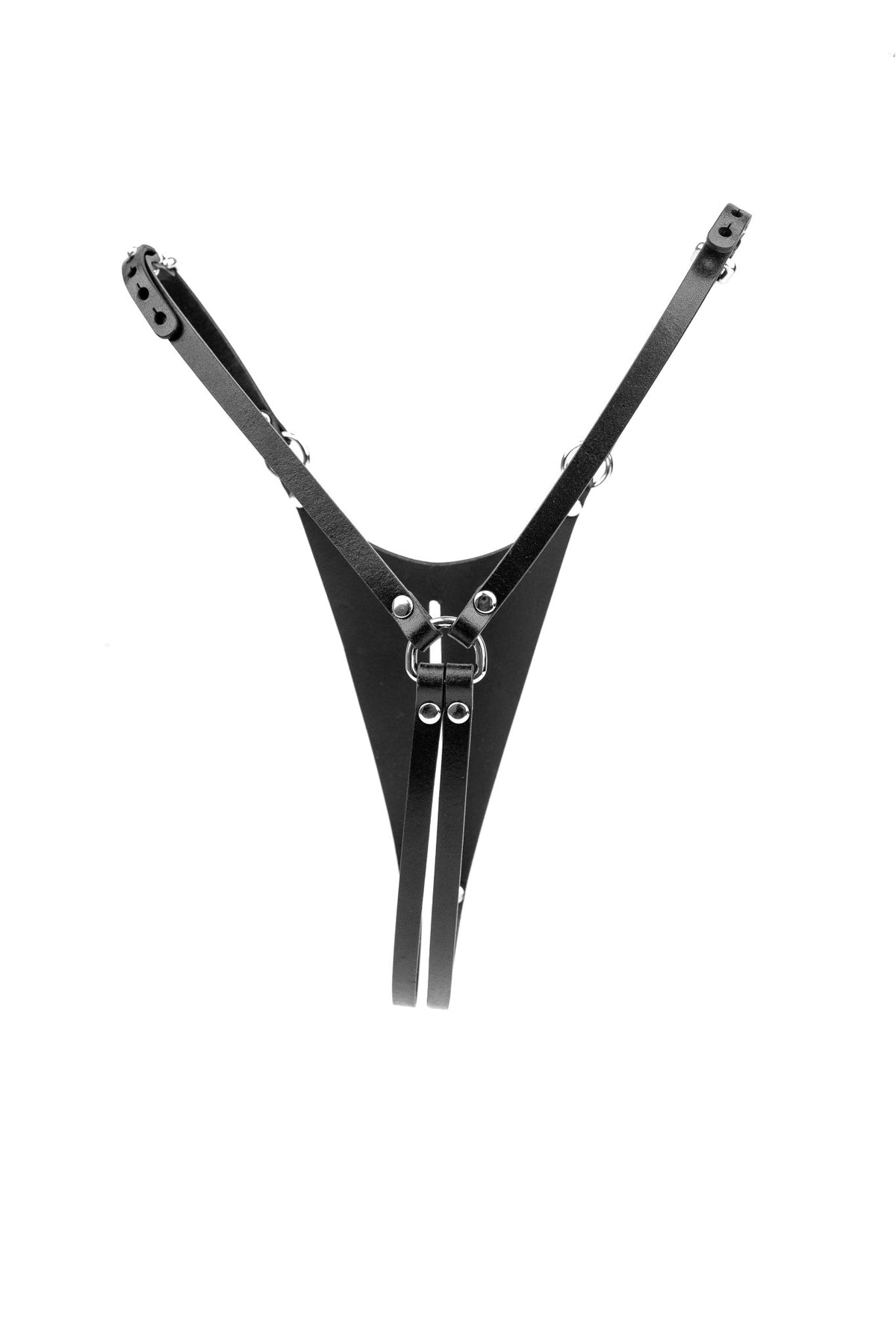 Infinity Open-crotch Leather Panties. Black - Elin Latex
