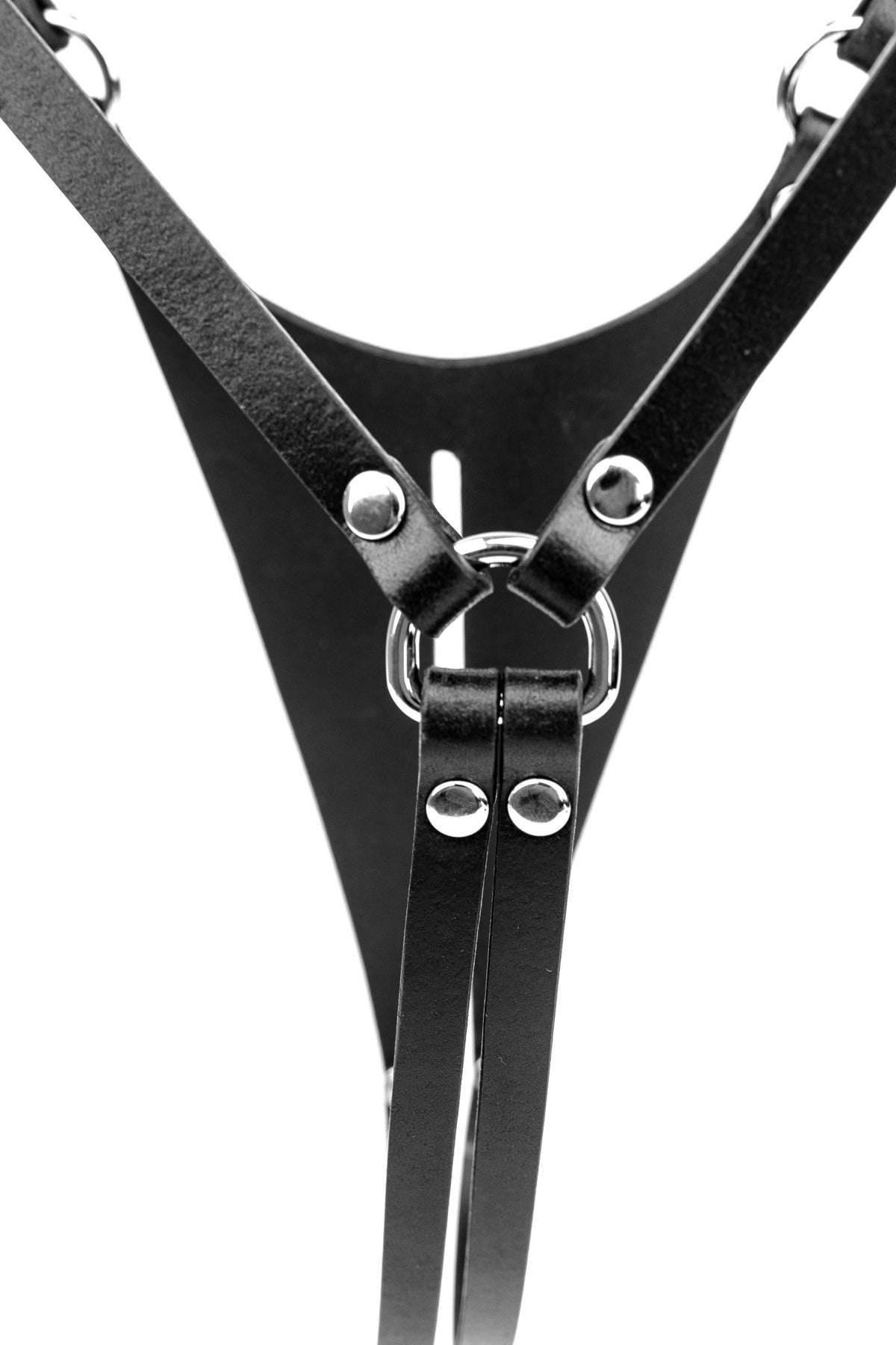 Infinity Open-crotch Leather Panties. Black - Elin Latex