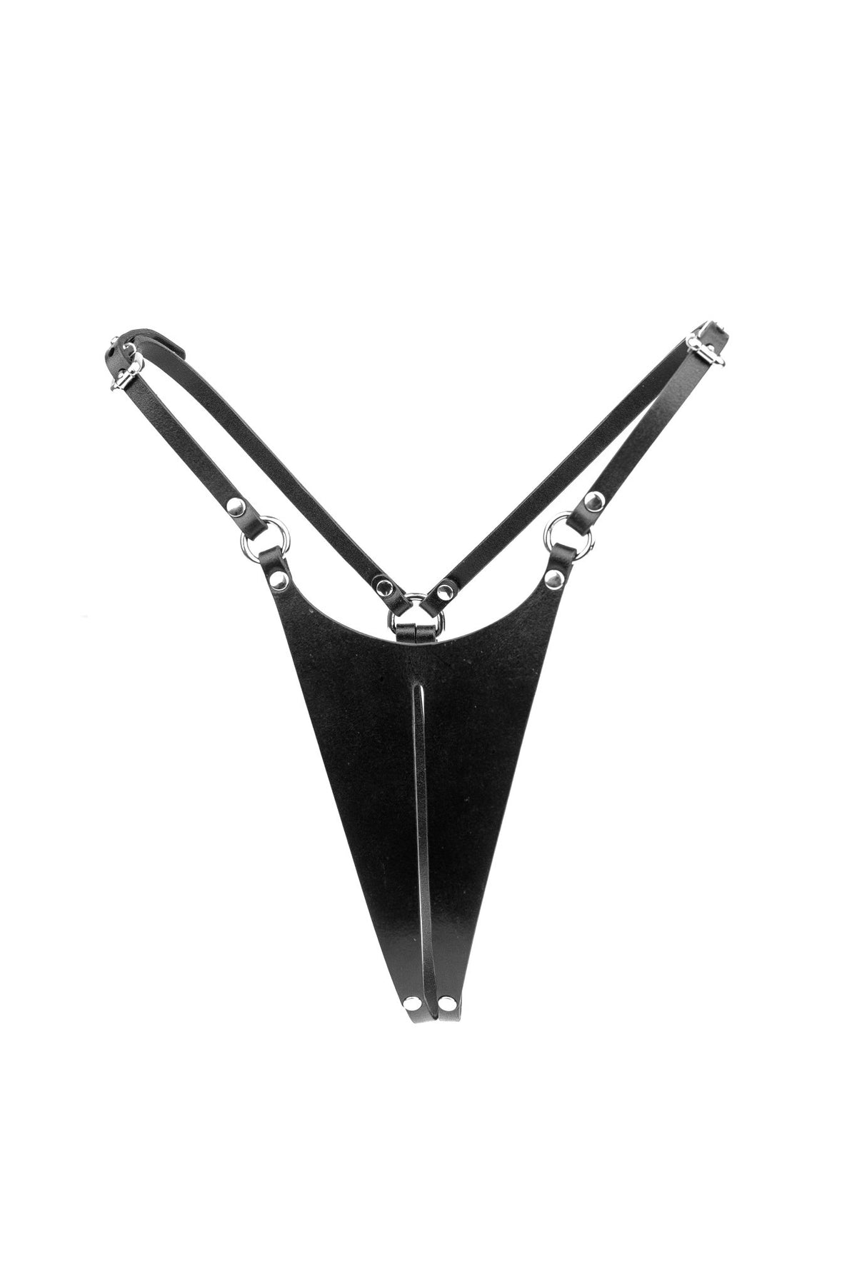 Infinity Open-crotch Leather Panties. Black - Elin Latex
