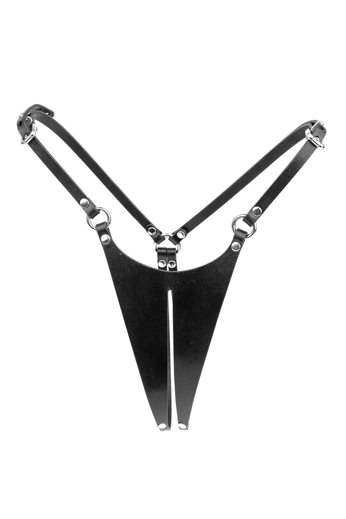 Infinity Open-crotch Leather Panties. Black - Elin Latex