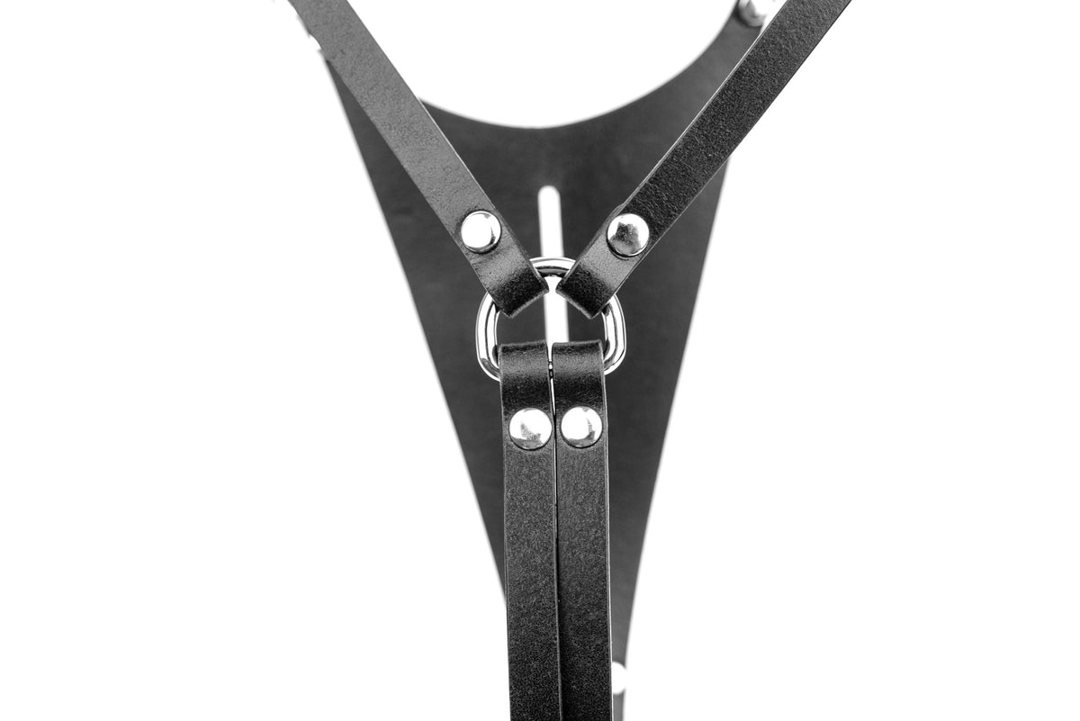 Infinity Open-crotch Leather Panties. Black - Elin Latex