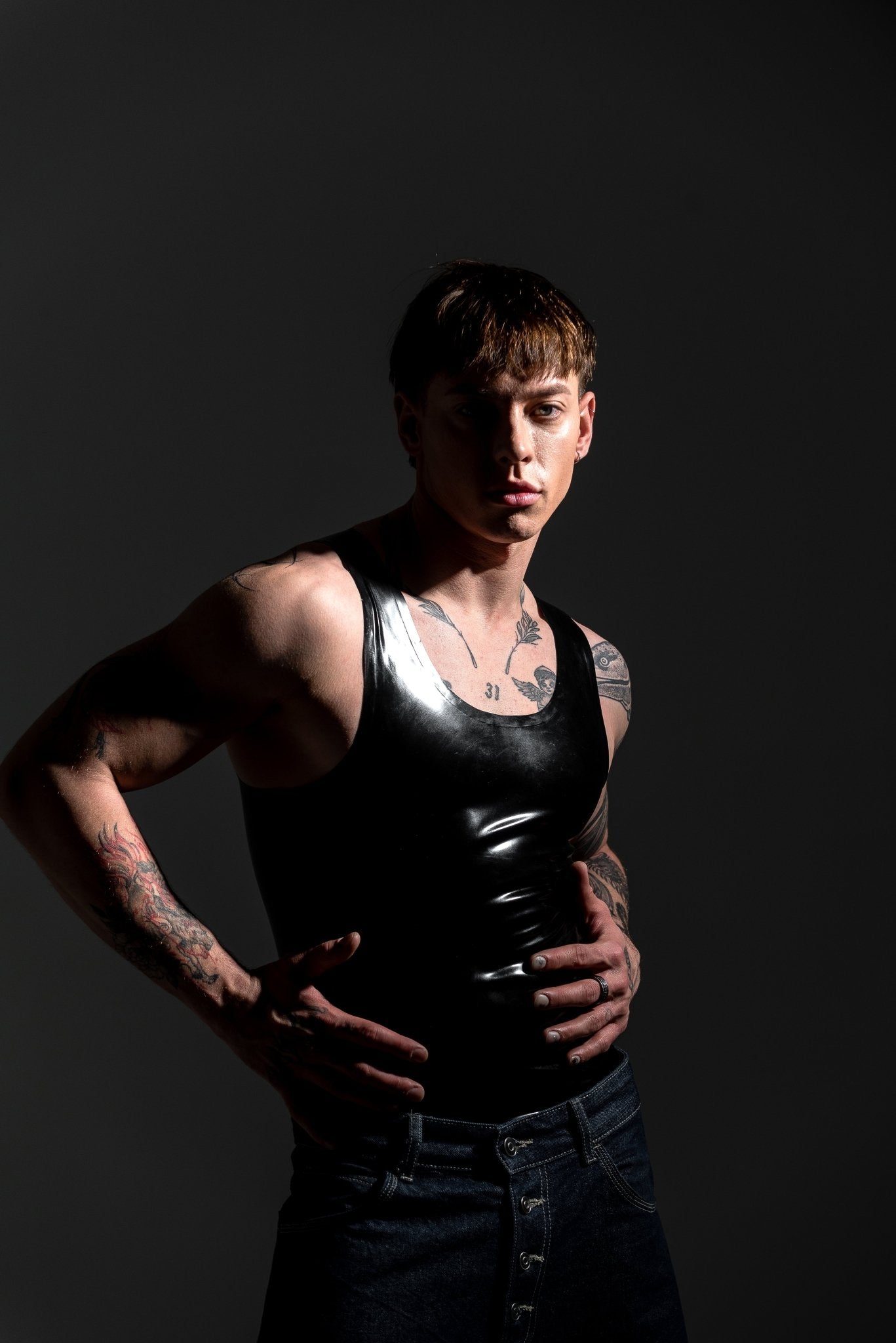 Latex Body Shirt for Men. Black - Elinlatex