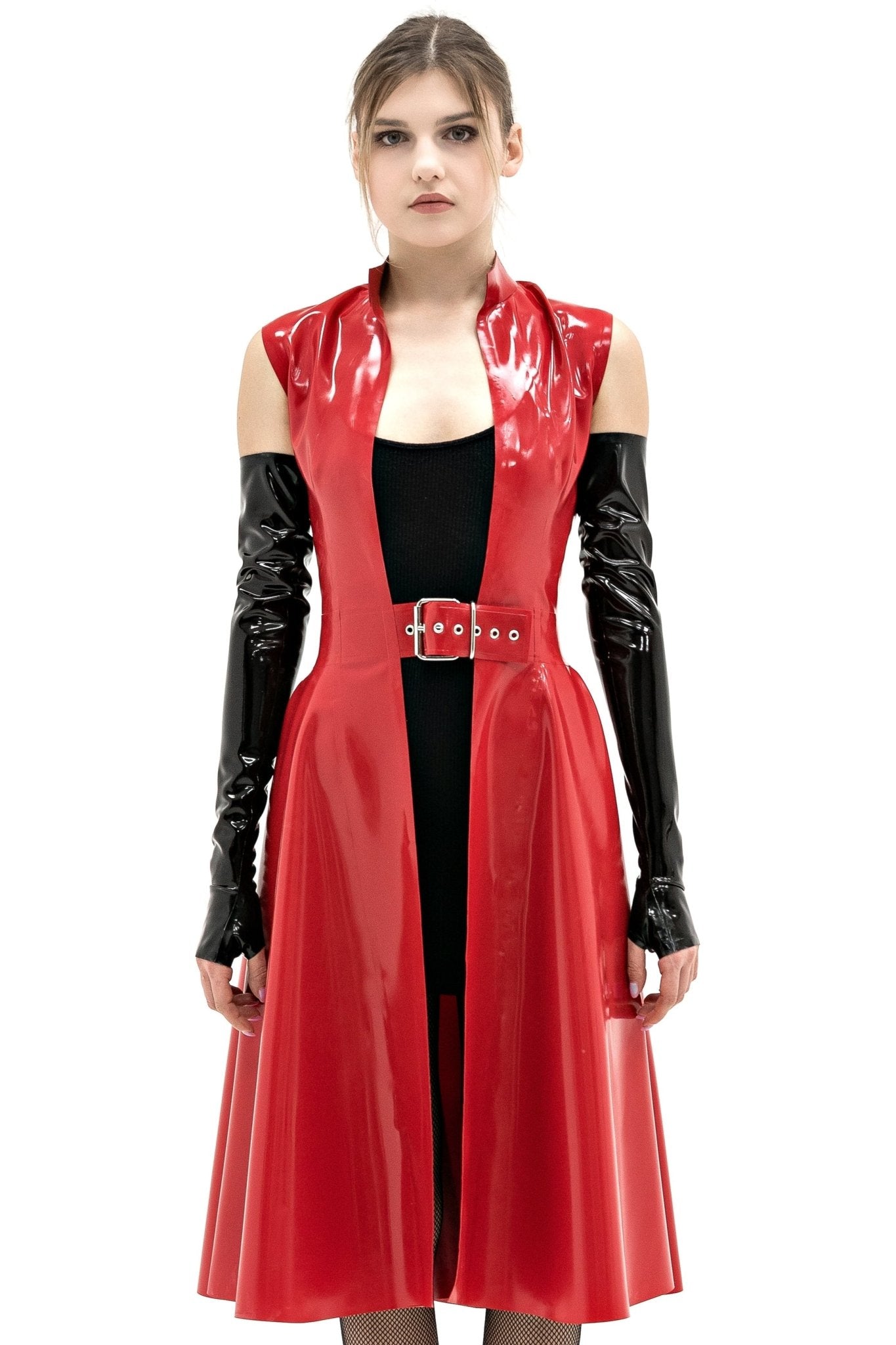 Latex Cape, Sleeveless Cloak. Red - Elinlatex