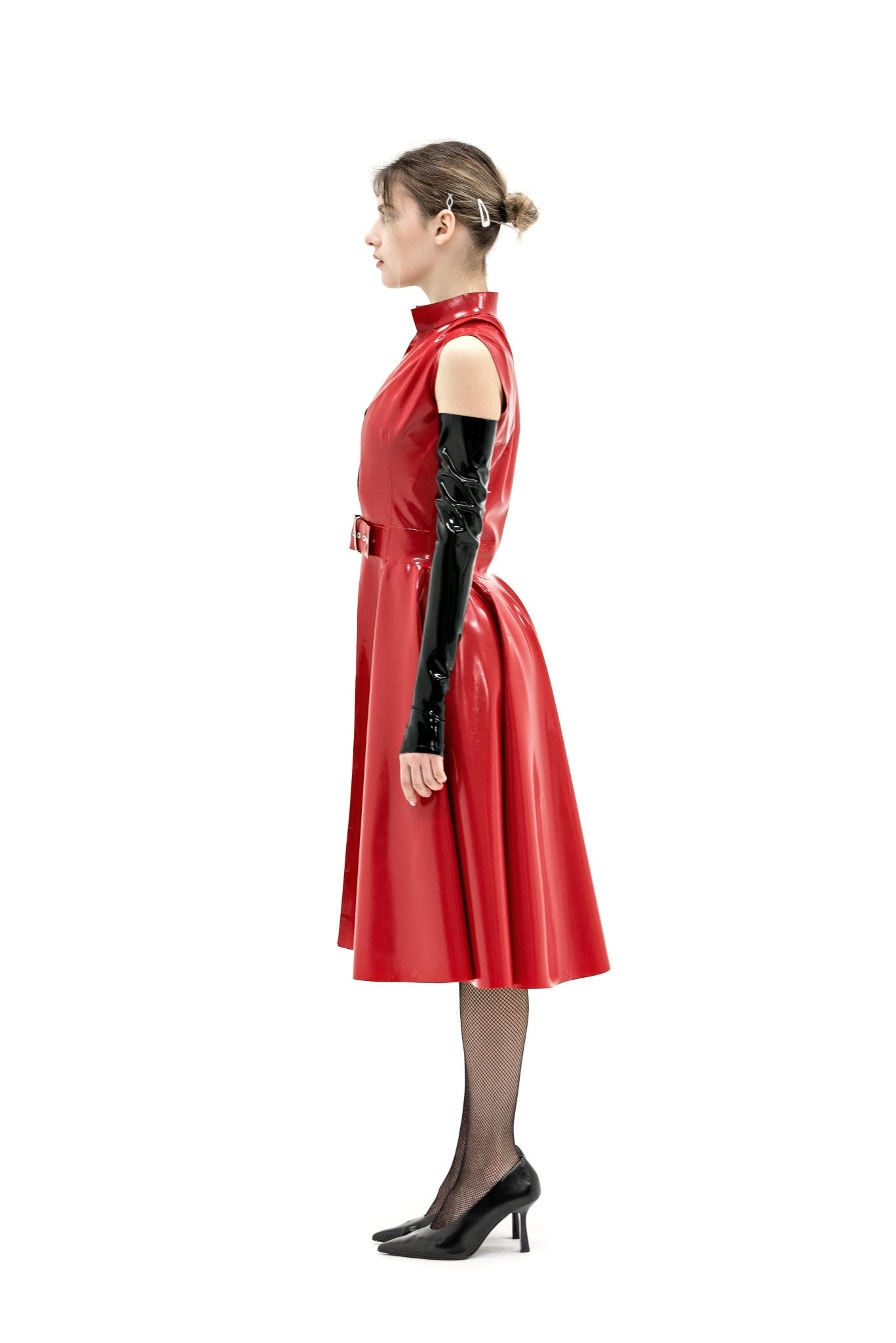 Latex Cape, Sleeveless Cloak. Red - Elinlatex