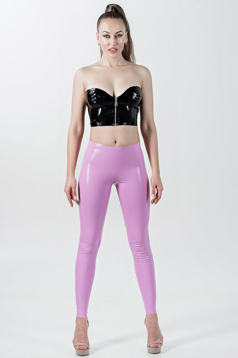 Latex Leggings with Waistband. Lilac - Elinlatex