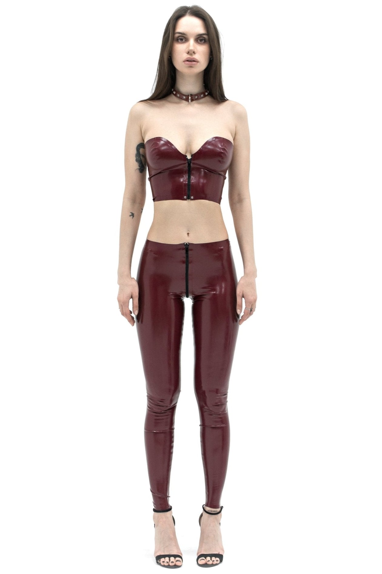 Latex Leggings with zipper Cherry - Elinlatex