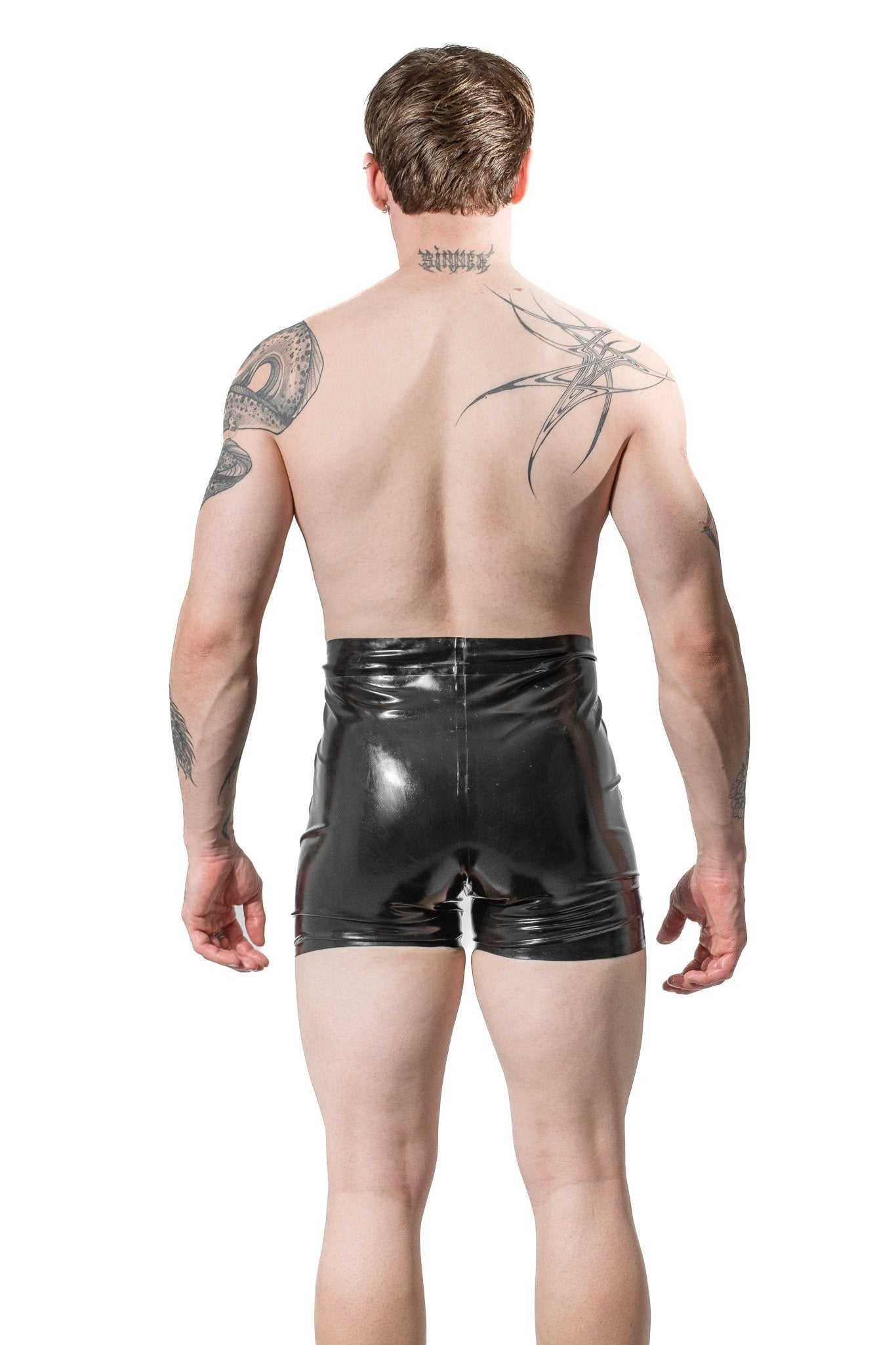 Latex Men’s Shorts with Dual Front Side Zippers - Elinlatex