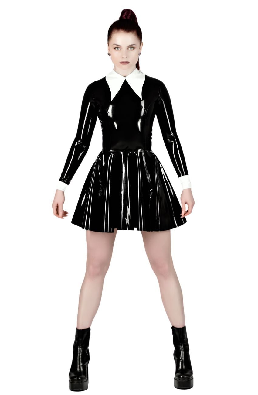 Latex Skater Dress for Women, Wednesday outfit - Elinlatex