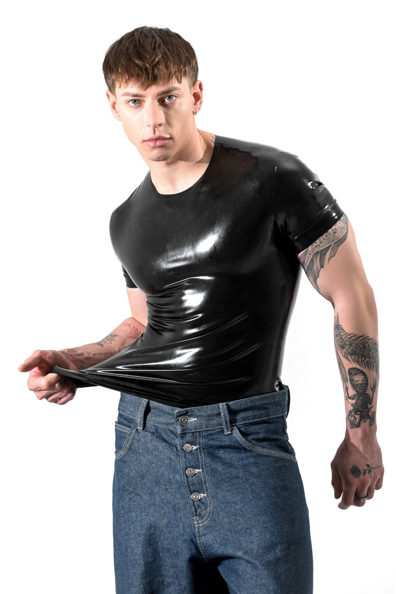 Latex T-Shirt for Men. Black - Elinlatex
