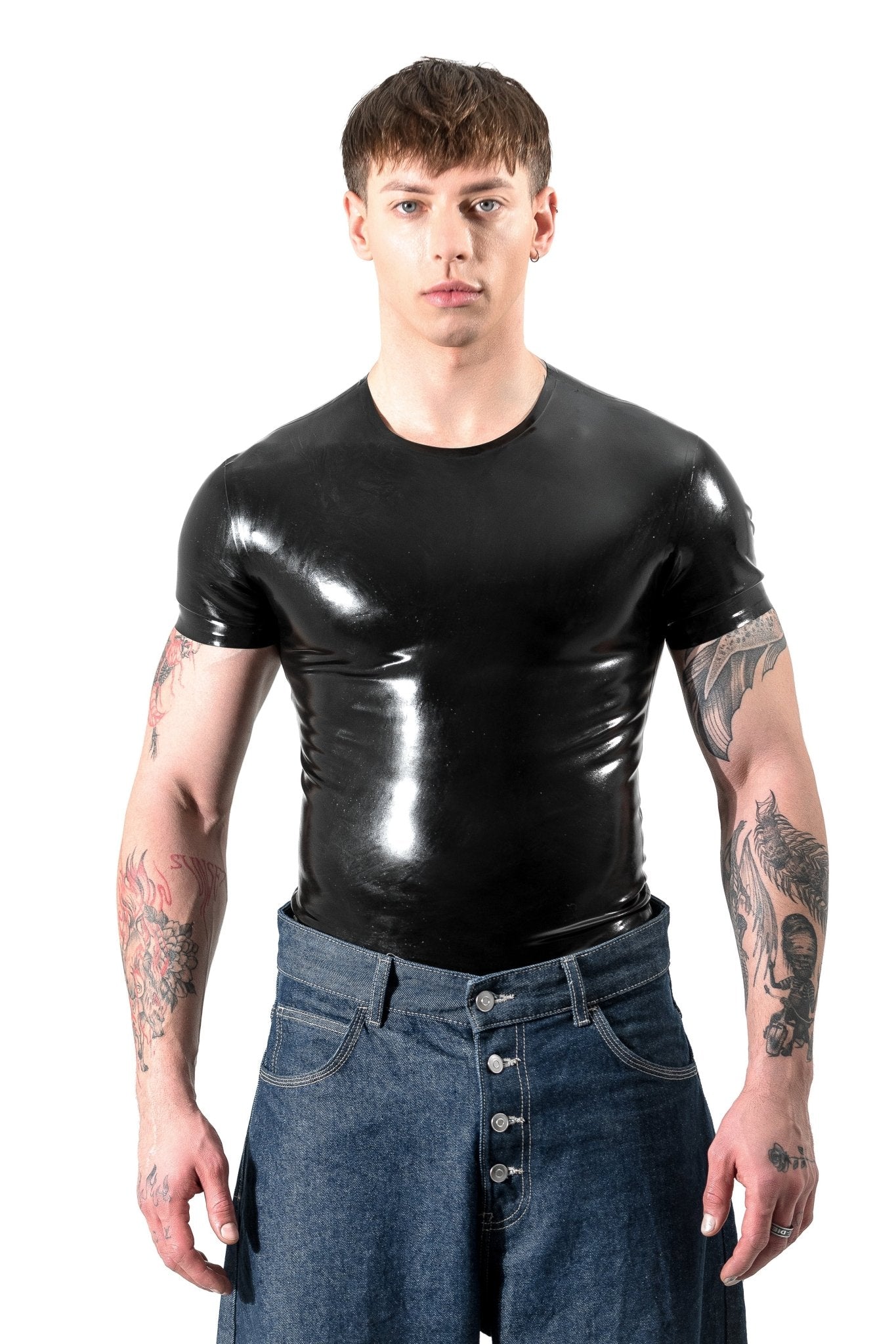 Latex T-Shirt for Men. Black - Elinlatex
