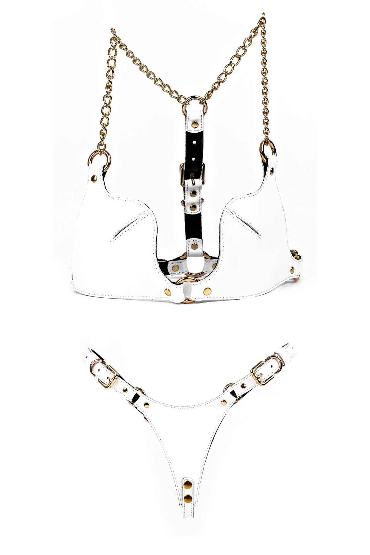 Leather Panties Freyja. White - Elin Latex