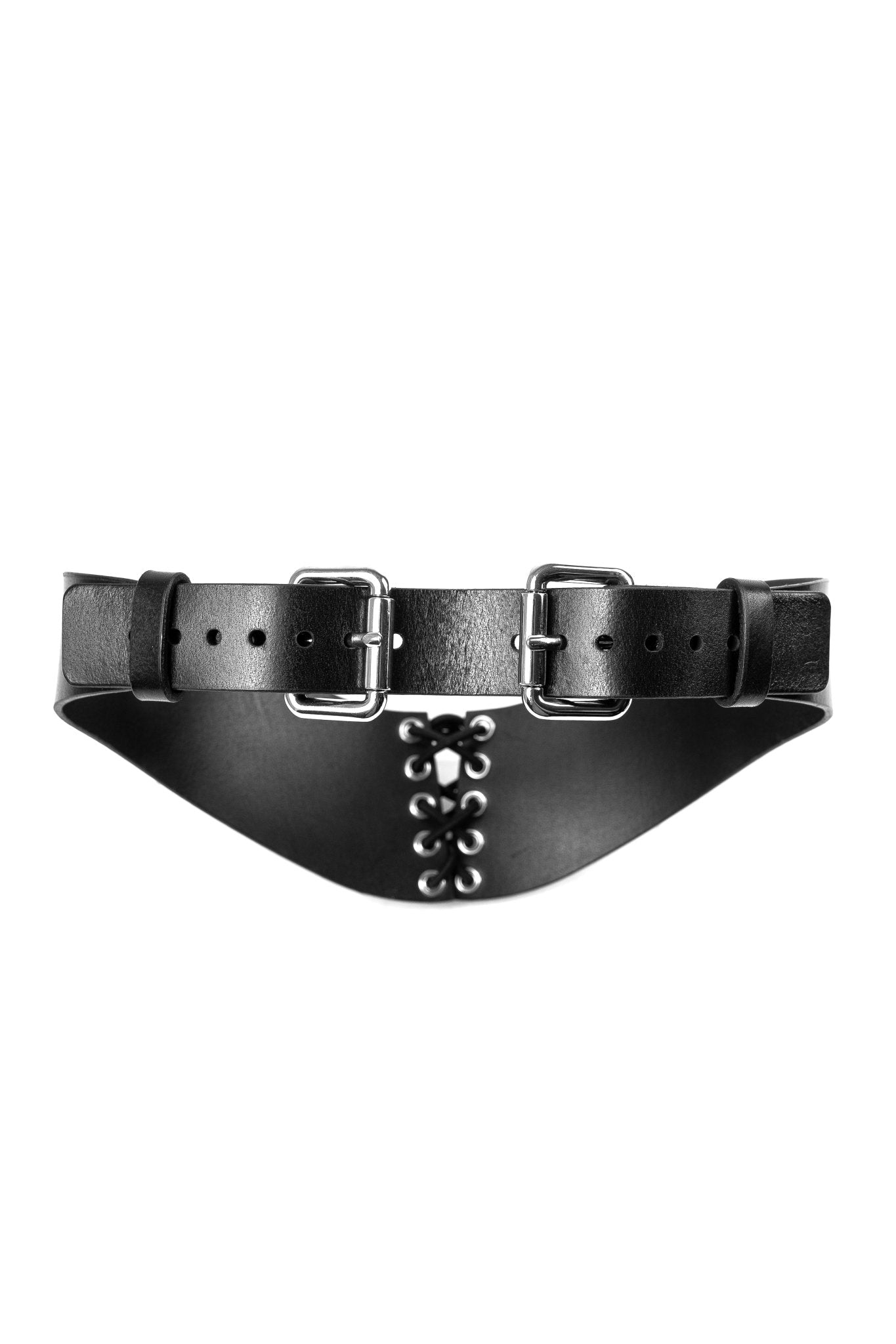 Leather Waist Belt with Front Lace - Up - Elinlatex