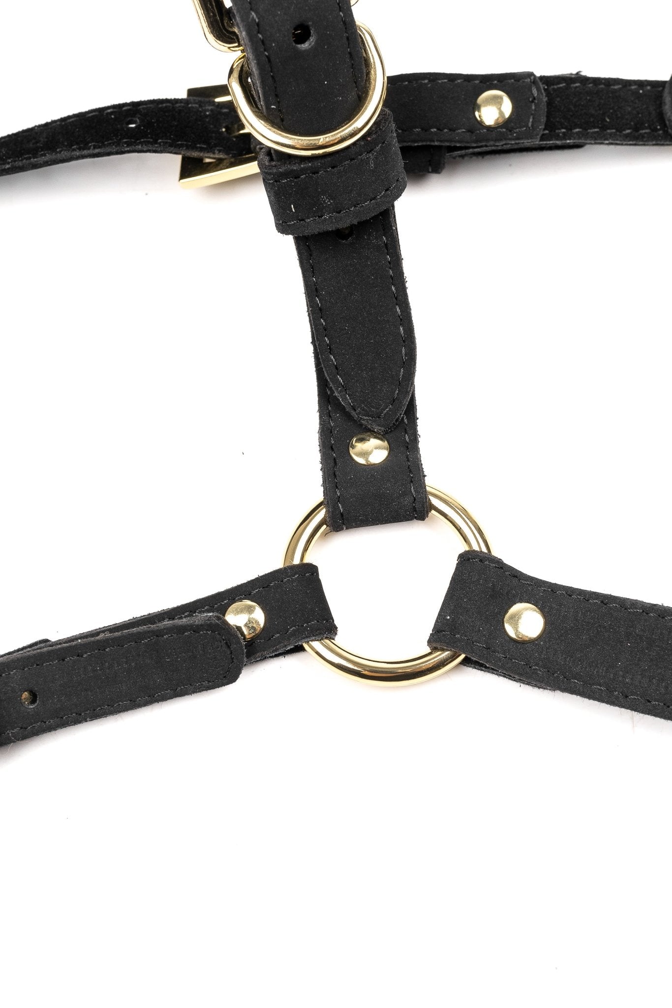 Neoprene Eco - Leather Crotchless Panties With 3 Strap - On O - rings. Black - Elinlatex