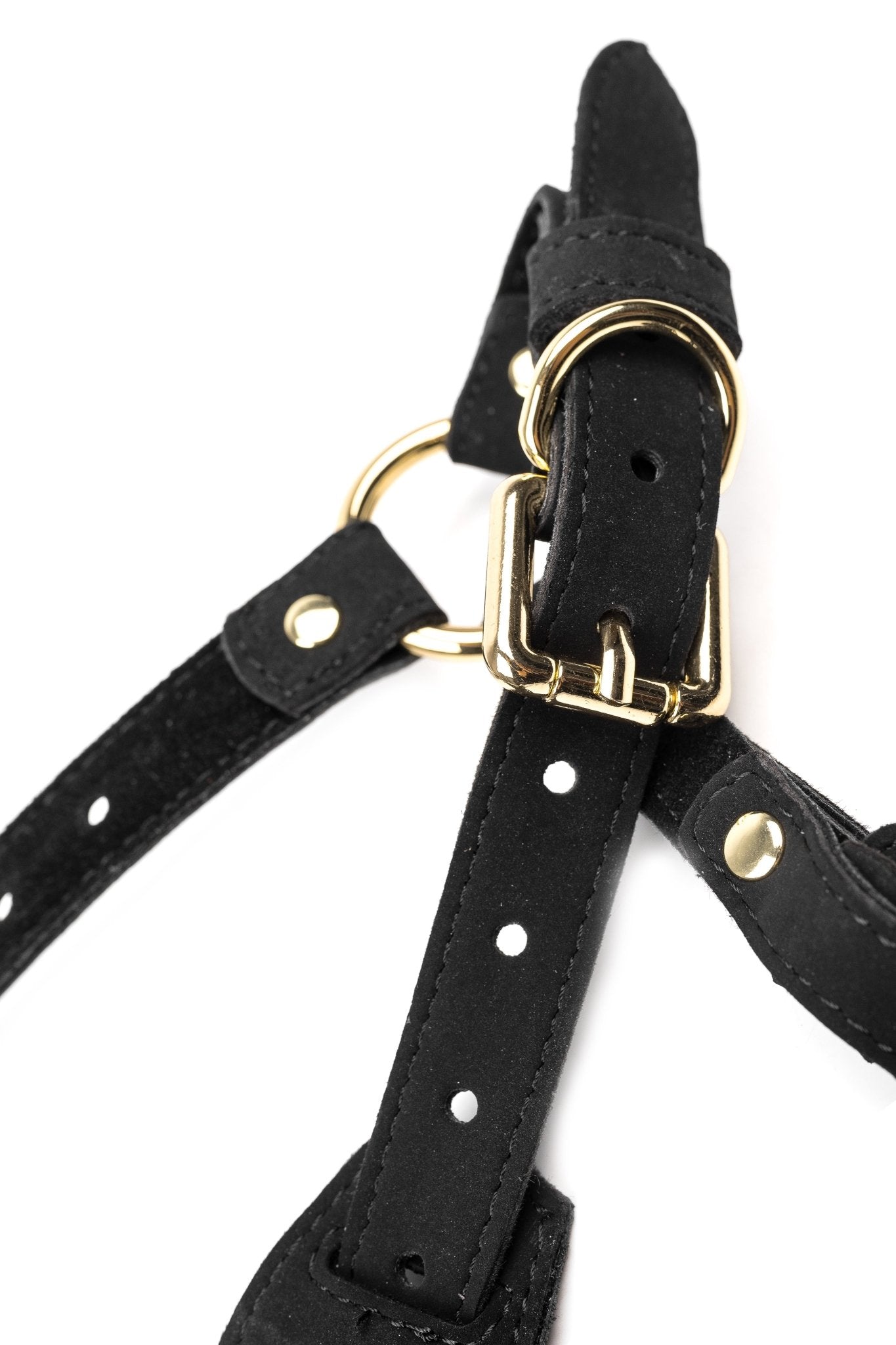 Neoprene Eco - Leather Crotchless Panties With 3 Strap - On O - rings. Black - Elinlatex