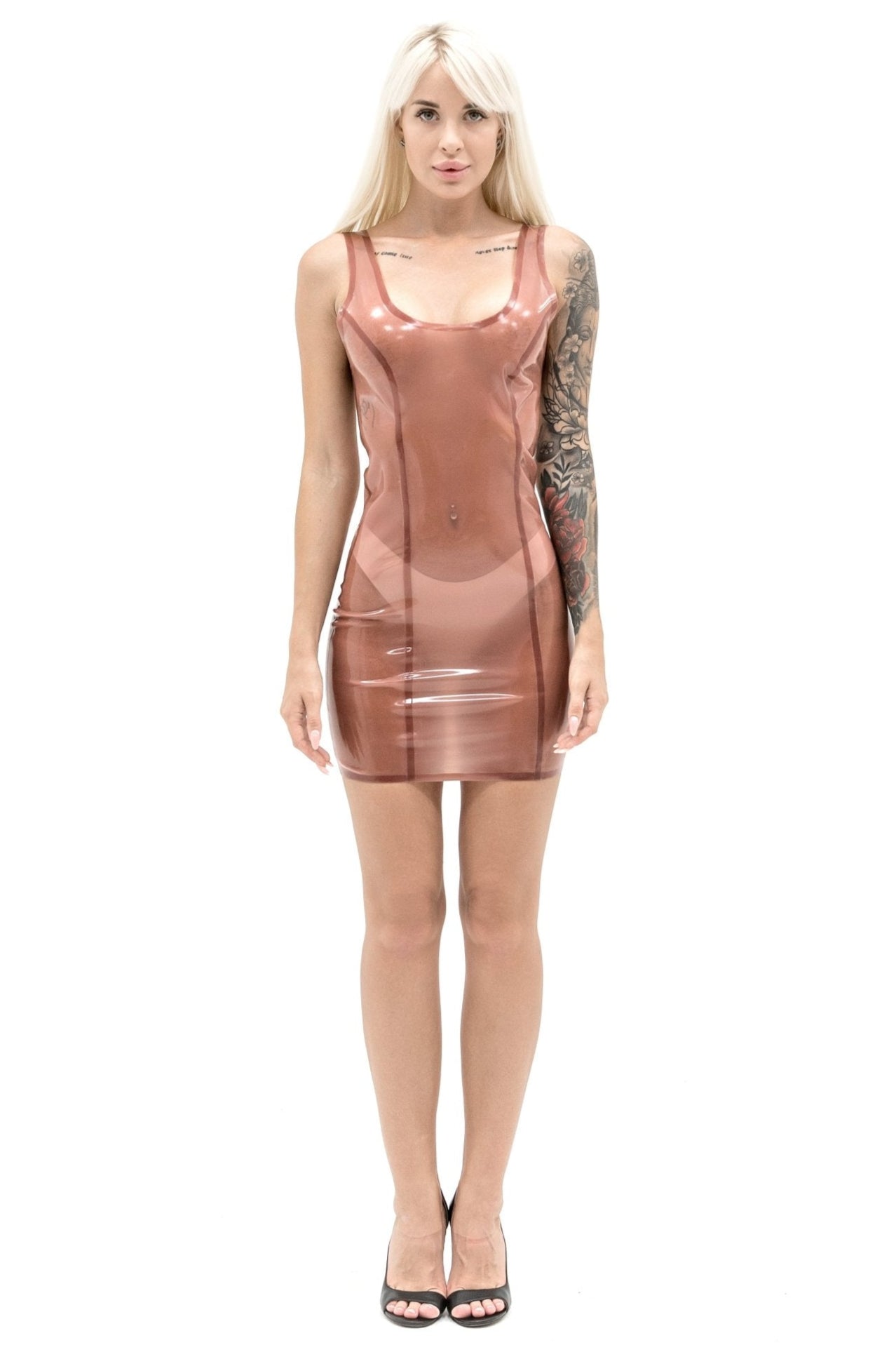 Translucent Latex Mini Dress. Pink - Elinlatex