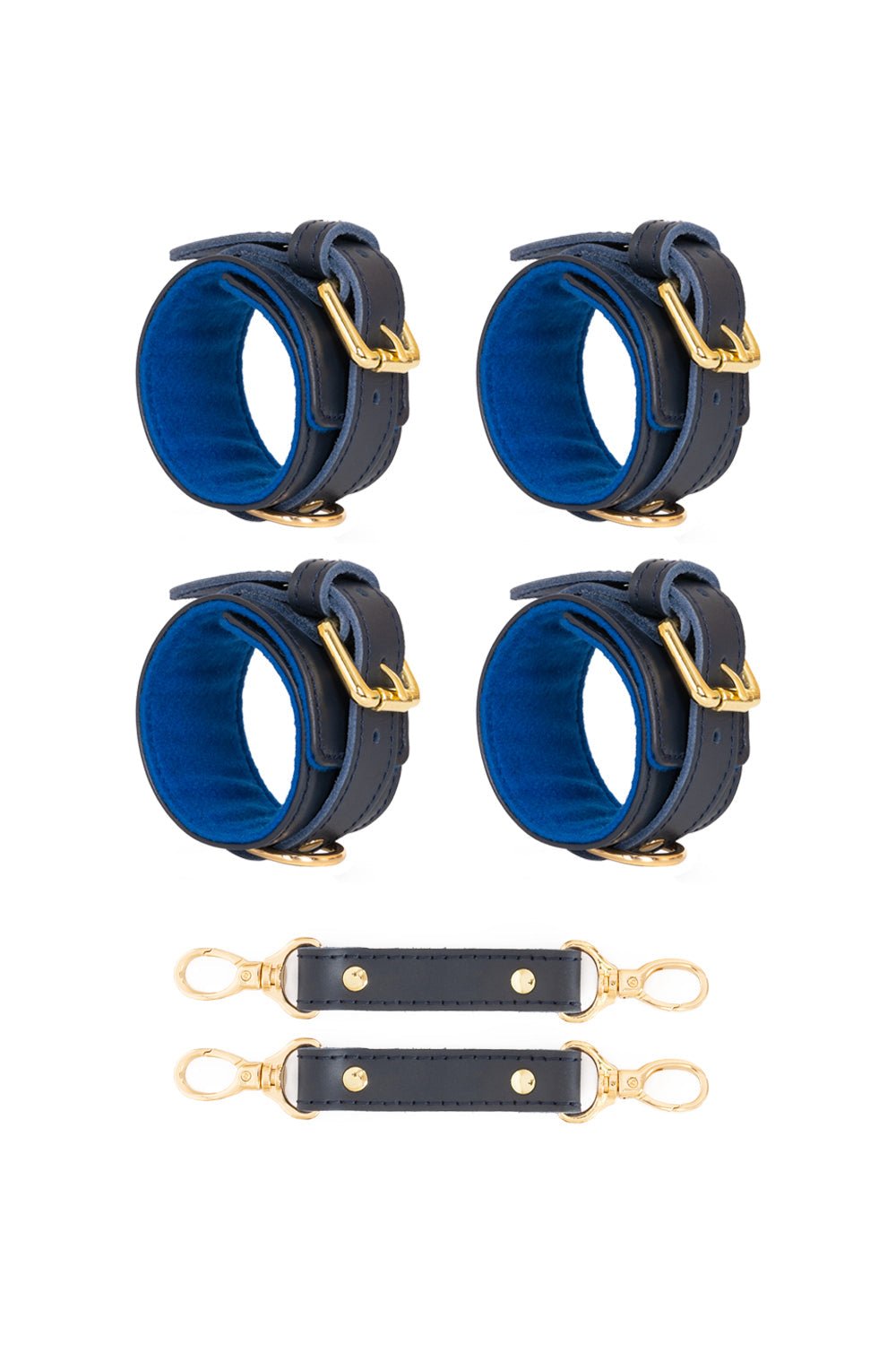 2 in 1 Hand and Ankle cuffs Leather Set. 10 colors - Elinlatex