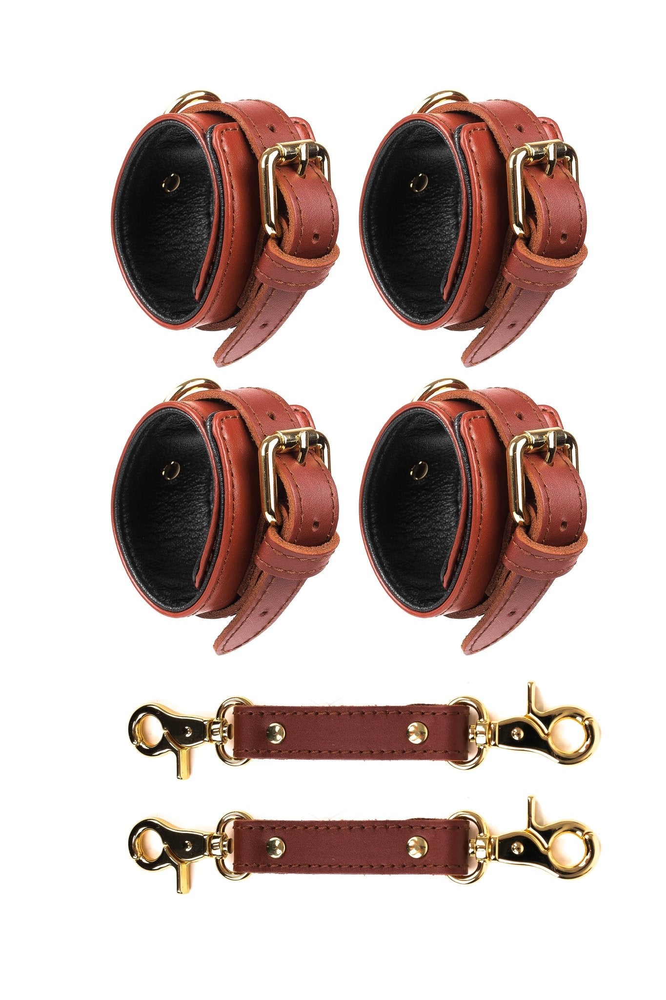 2 in 1 Hand and Ankle cuffs Leather Set. 10 colors - Elinlatex