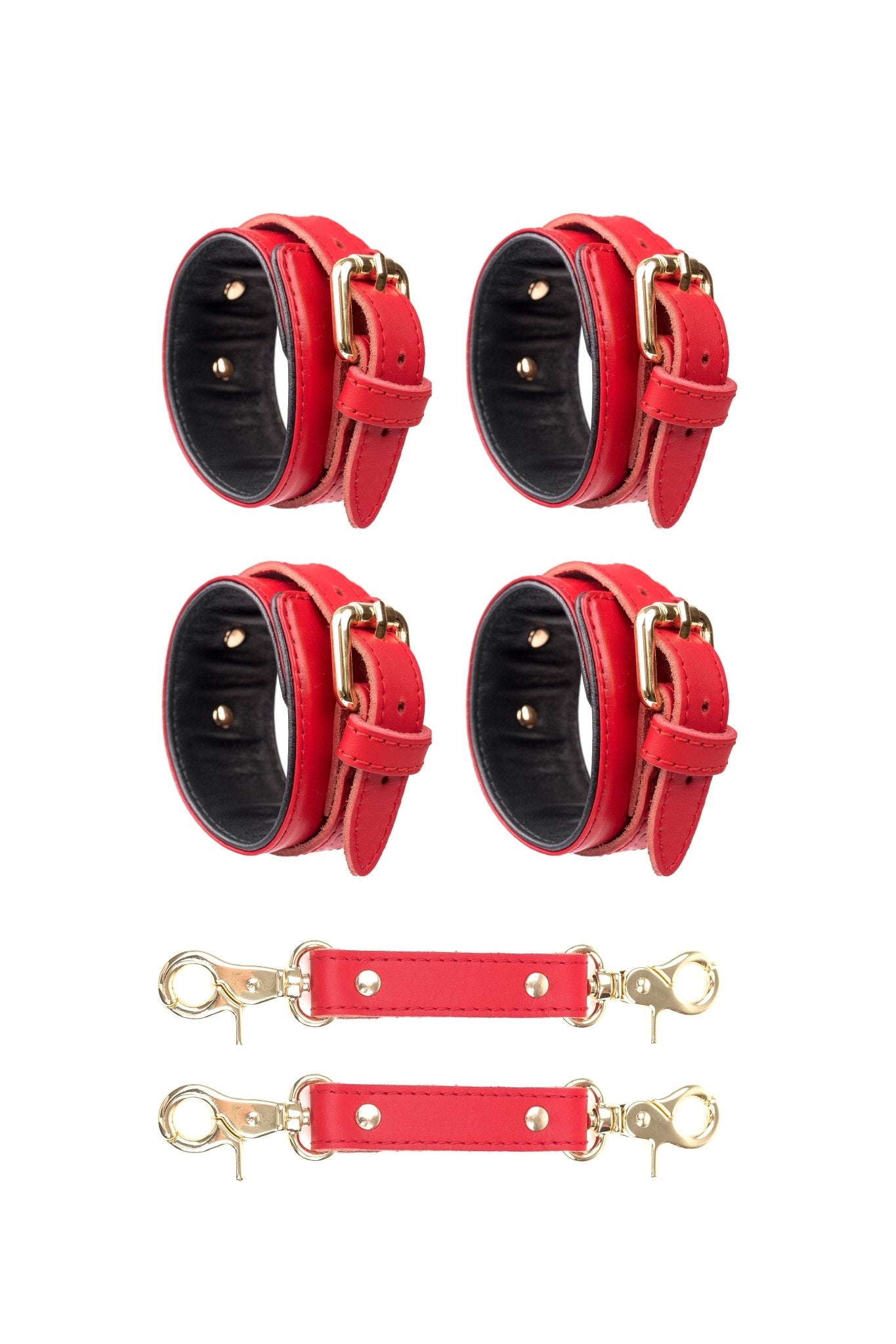 2 in 1 Hand and Ankle cuffs Leather Set. 10 colors - Elinlatex