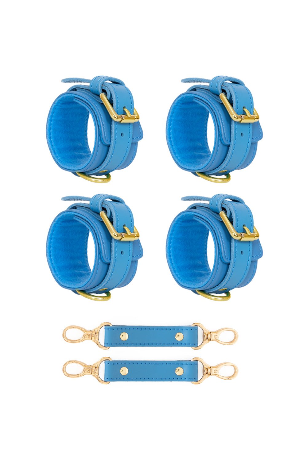 2 in 1 Hand and Ankle cuffs Leather Set. 10 colors - Elinlatex