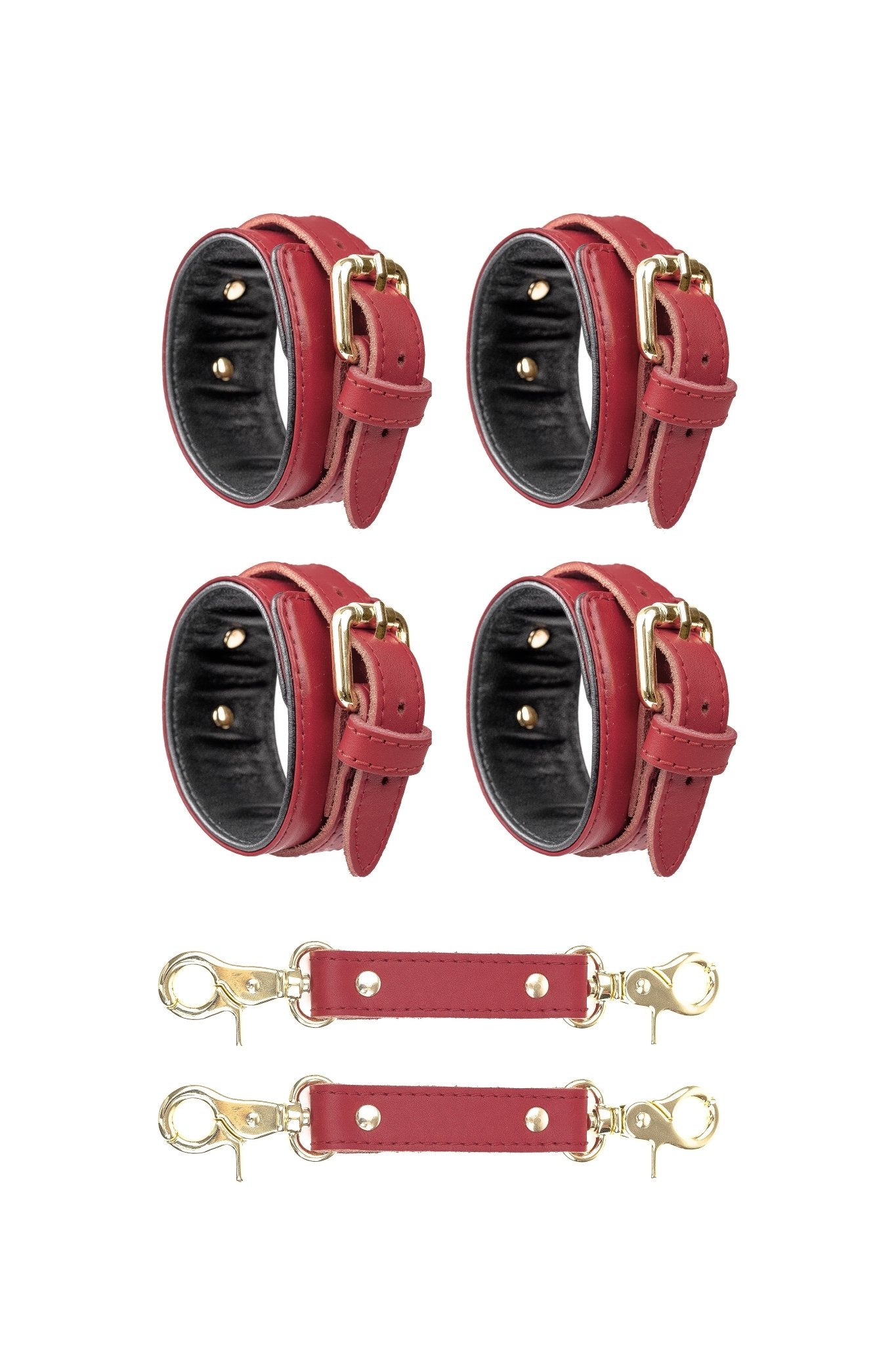 2 in 1 Hand and Ankle cuffs Leather Set. 10 colors - Elinlatex