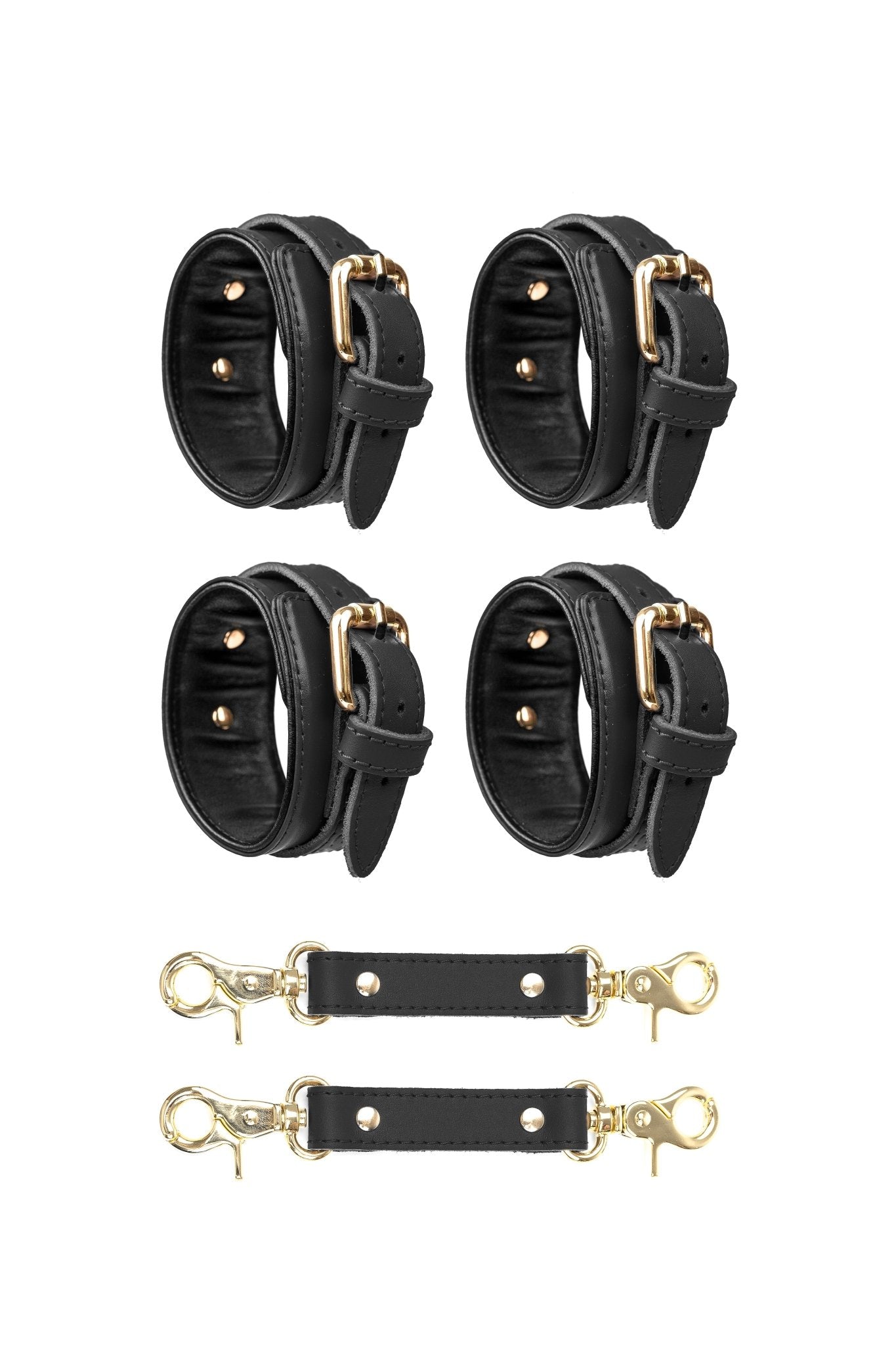 2 in 1 Hand and Ankle cuffs Leather Set. 10 colors - Elinlatex