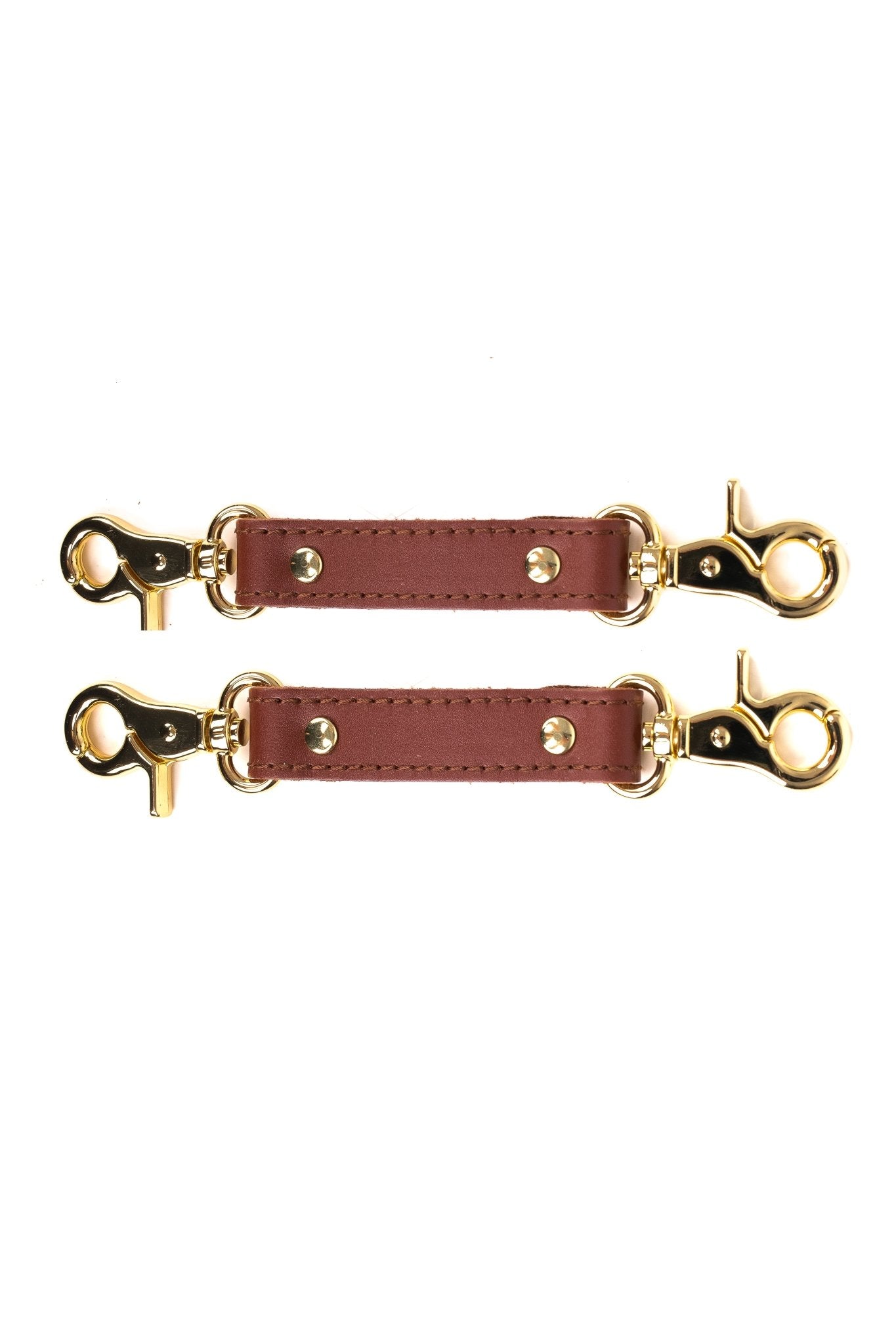 2 - Way Leather Connector. Set of 2 Short Straps for Fixation Reinforced Steel - Elinlatex