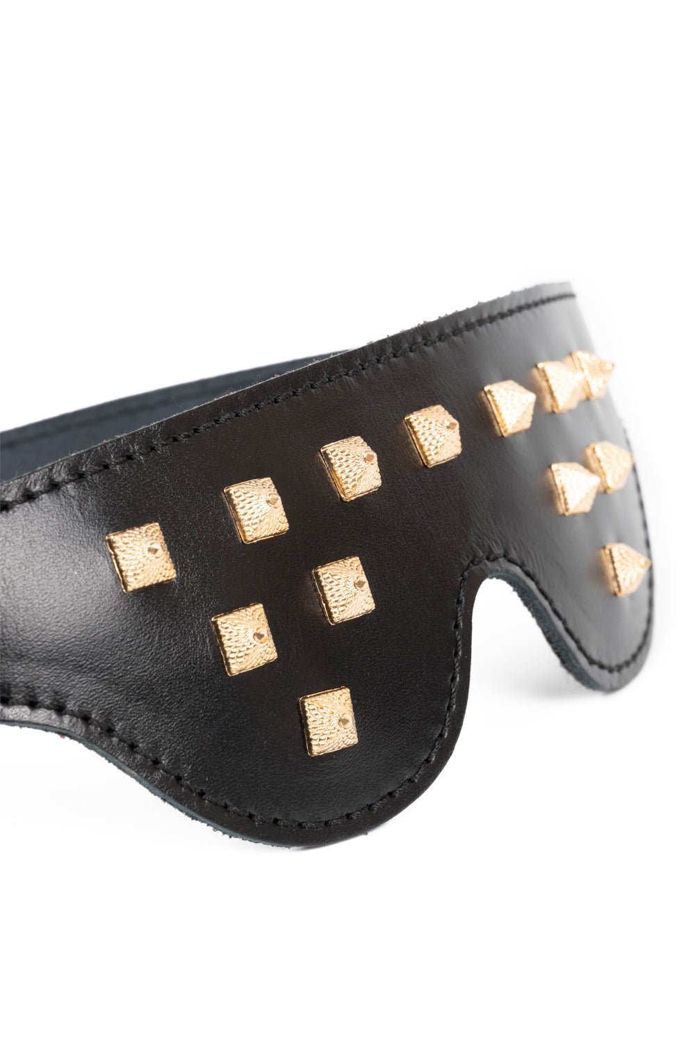 3 in 1 Leather Luxury Set with Spikes. Blindfold Mask, Spanking Paddle, Choker - Elinlatex