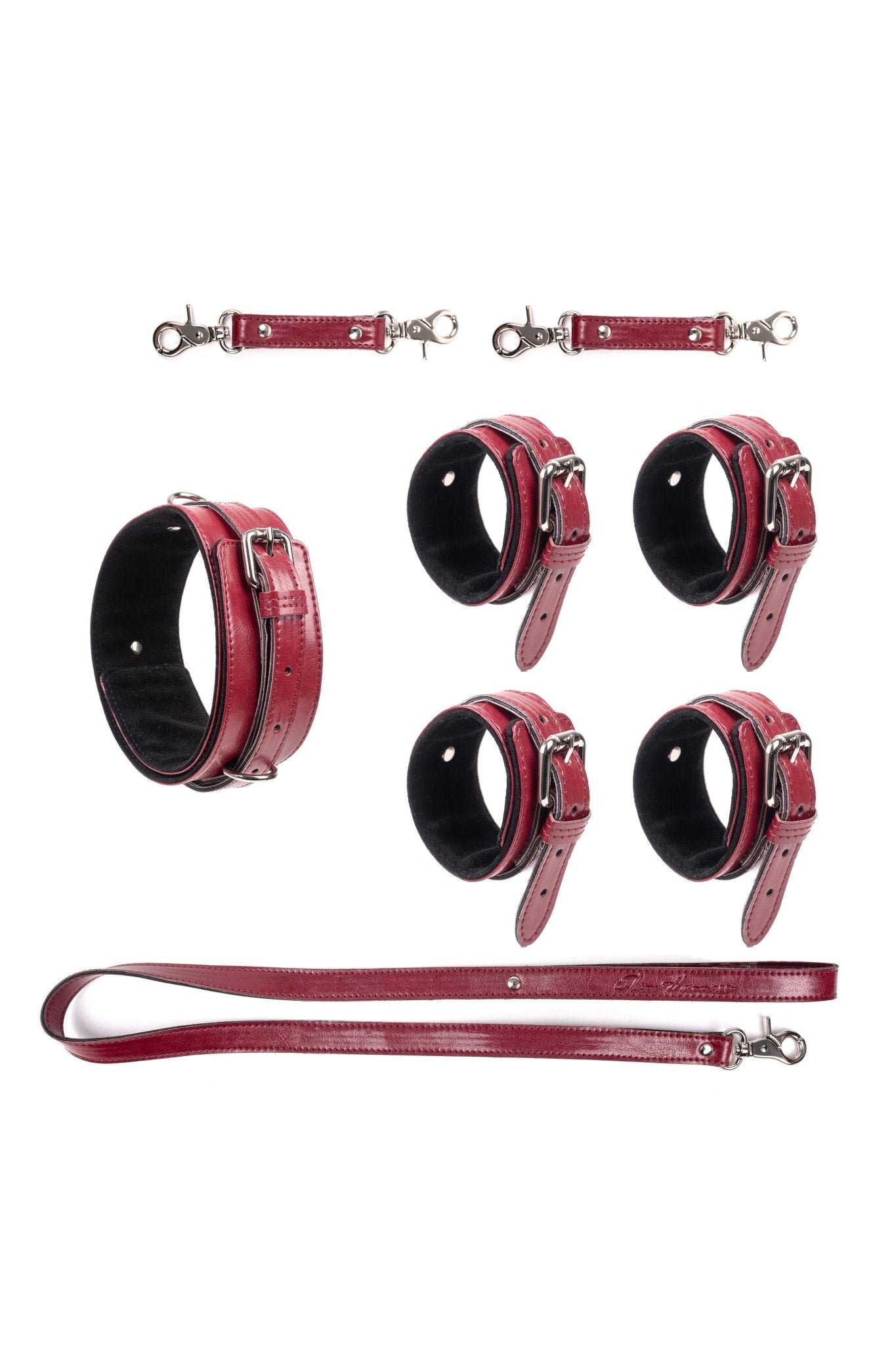 3 in 1 Vegan Leather Harness Bondage Set. Pink - Elinlatex