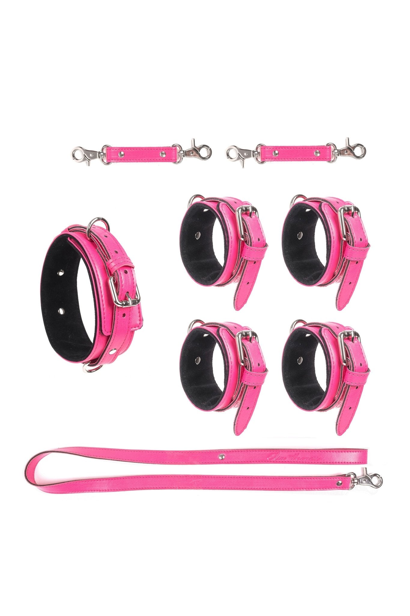 3 in 1 Vegan Leather Harness Bondage Set. Pink - Elinlatex