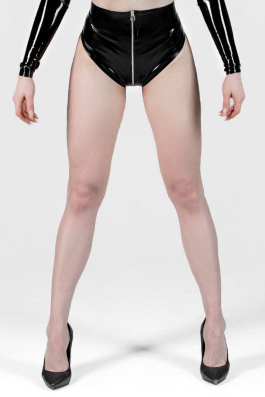 Latex-Top und High-Waist-Höschen, Latex-Outfit, Latex-Dessous