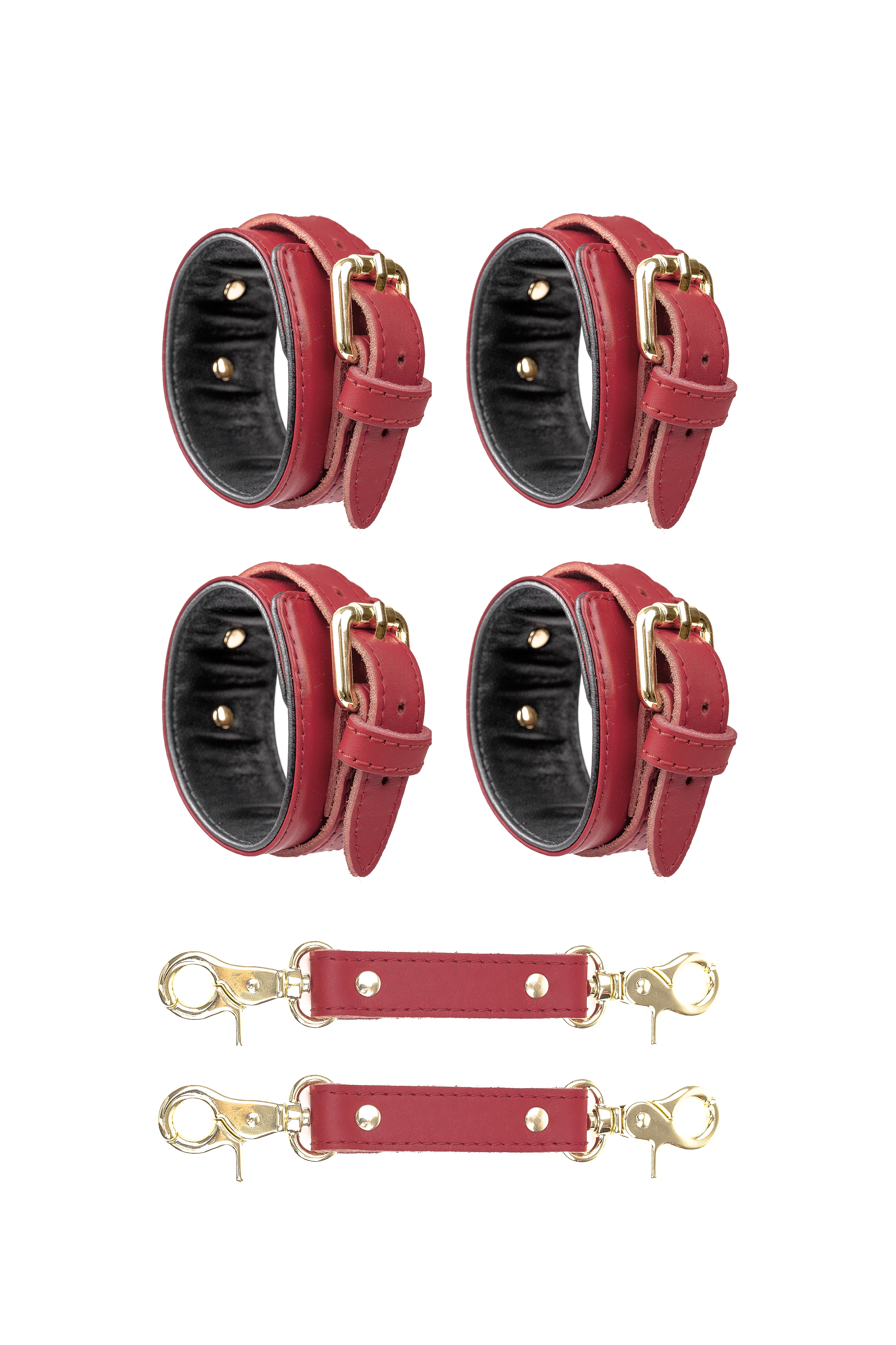 2 in 1 Hand and Ankle cuffs Leather Set. 10 colors