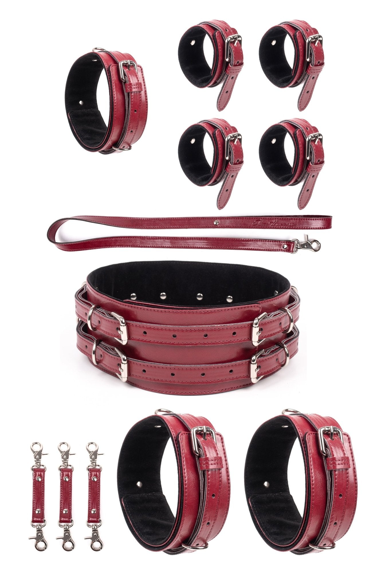 5 in 1 Vegan Leather Harness Bondage Set. Pink - Elinlatex