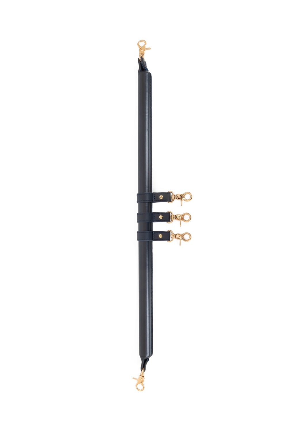 5 point BDSM Leather Spreader Bar with cuff hooks - Elinlatex