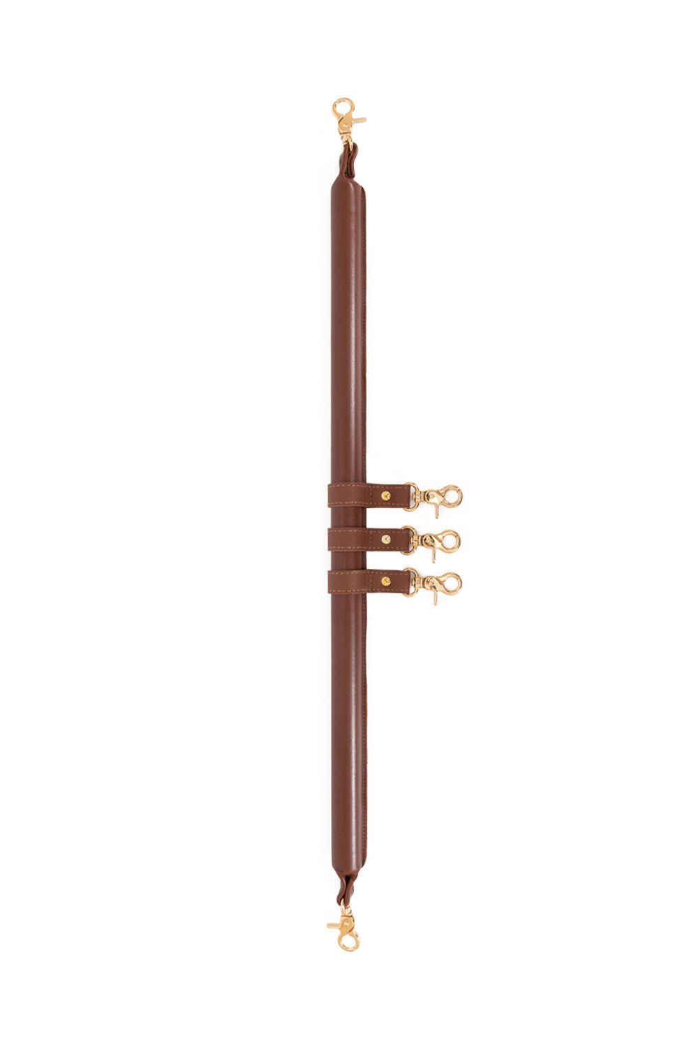 5 point BDSM Leather Spreader Bar with cuff hooks - Elinlatex