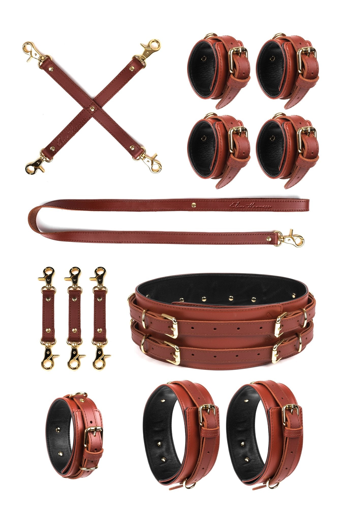 6 in 1 Leather Harness Bondage Set. 10 colors - Elinlatex