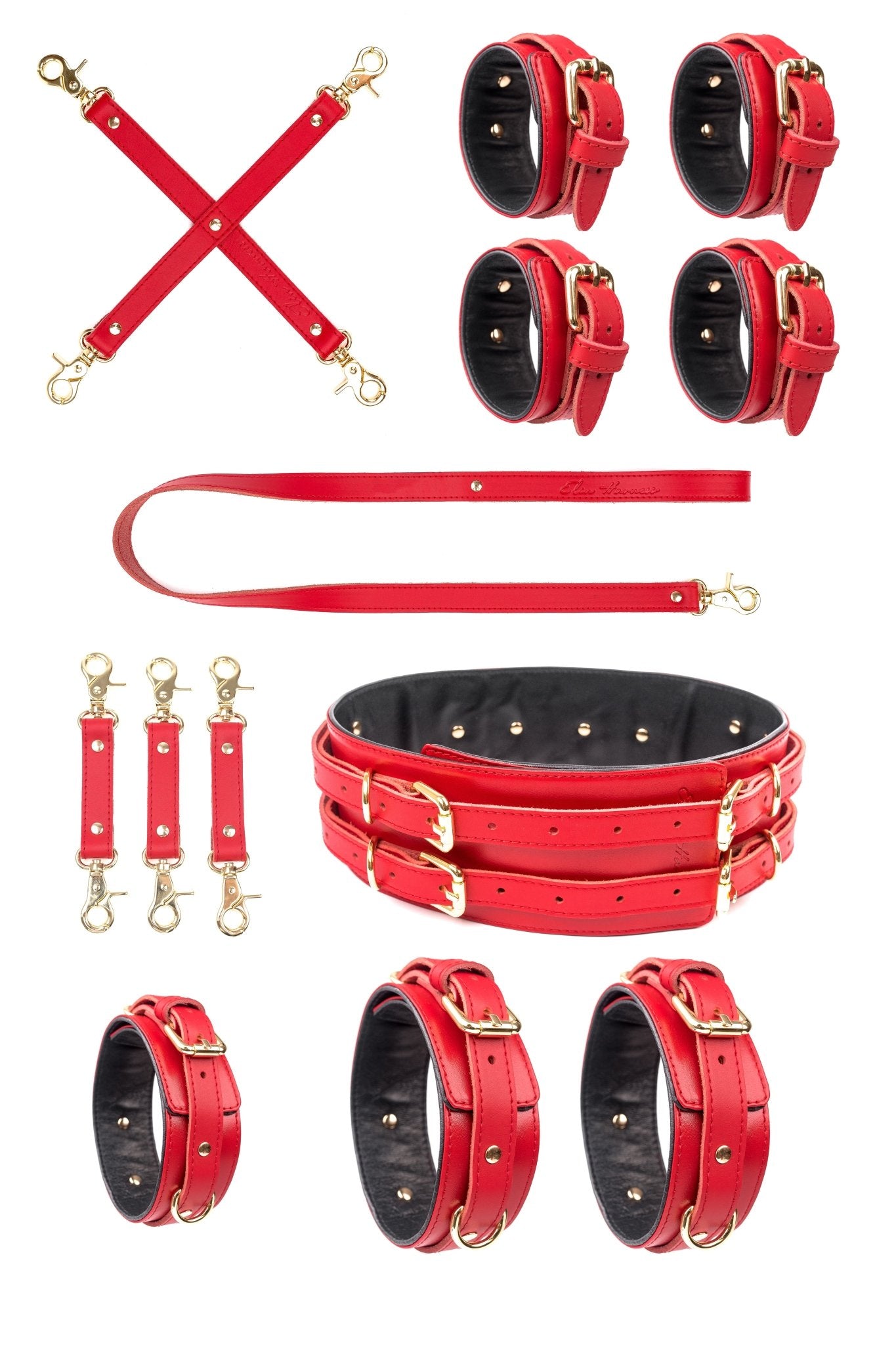 6 in 1 Leather Harness Bondage Set. 10 colors - Elinlatex