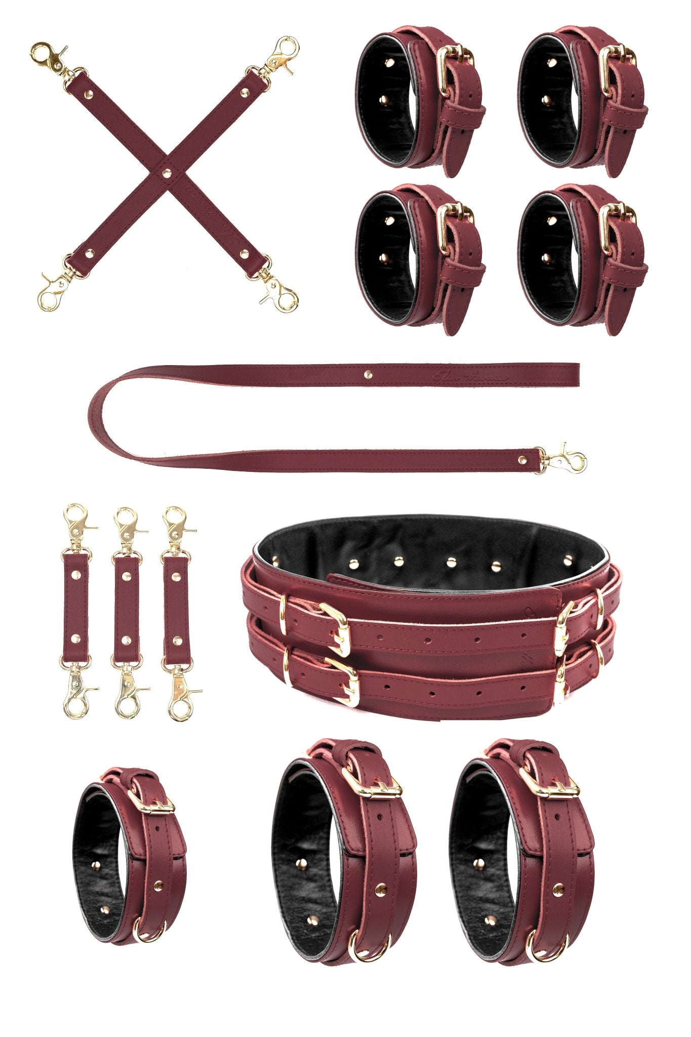 6 in 1 Leather Harness Bondage Set. 10 colors - Elinlatex