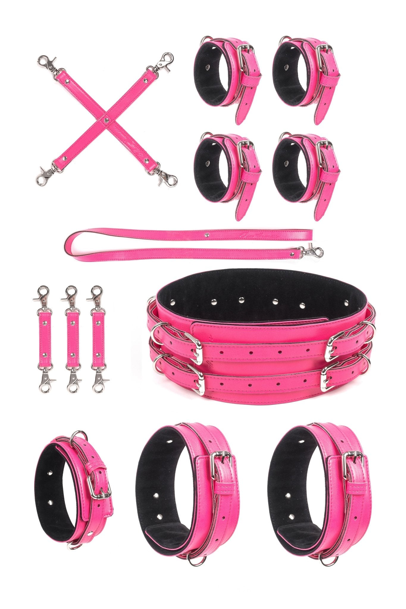 6 in 1 Vegan Leather Harness Bondage Set. Burgundy - Elinlatex